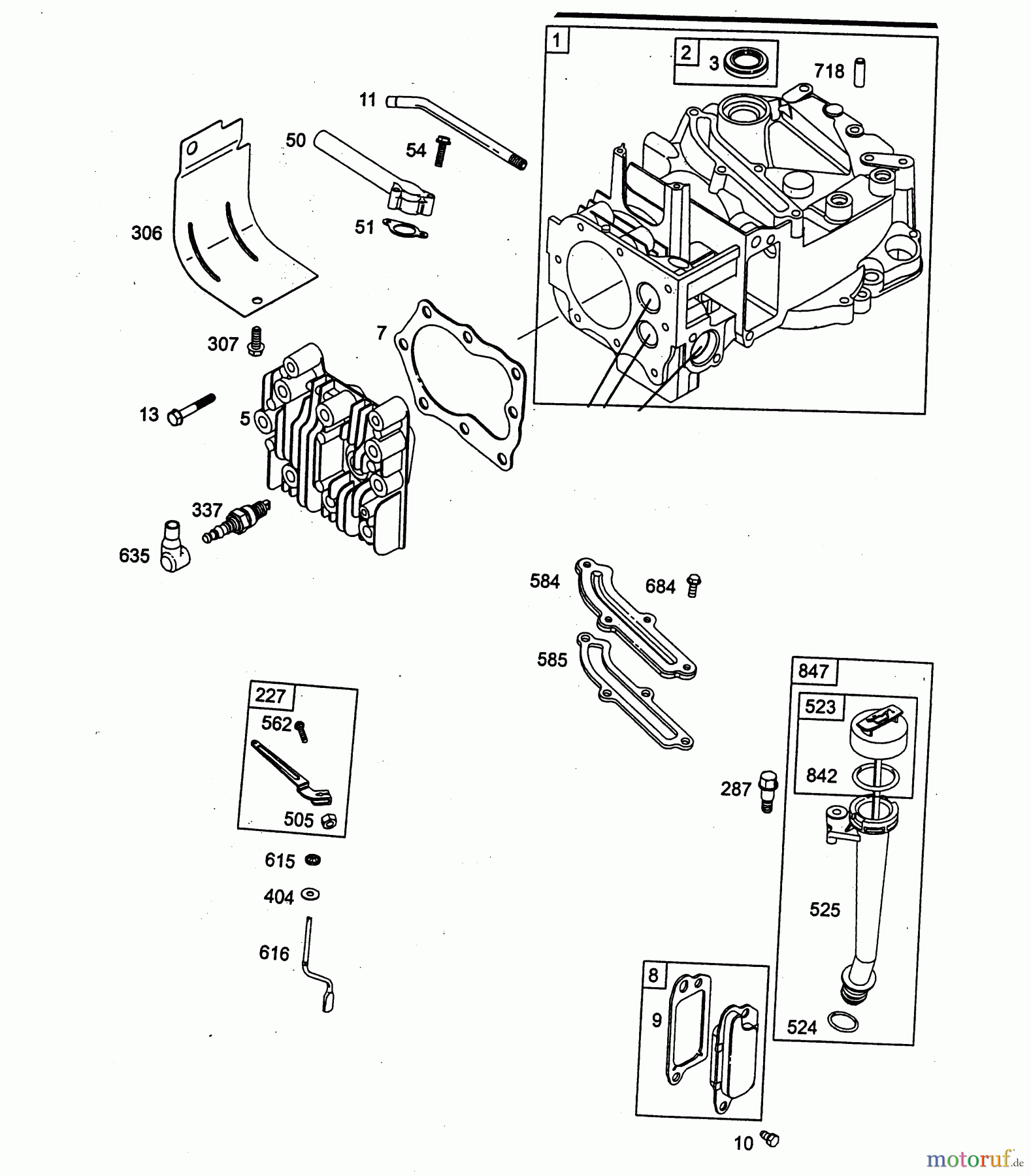  Wolf-Garten Petrol engines Briggs&Stratton Quantum 45 XM 2075000-45  (2004) Crankcase, Cylinder head