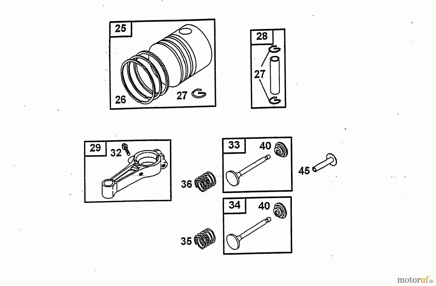  Wolf-Garten Petrol engines Briggs&Stratton Sprint 375 2078000  (2003) Piston, Connecting rod, Valves