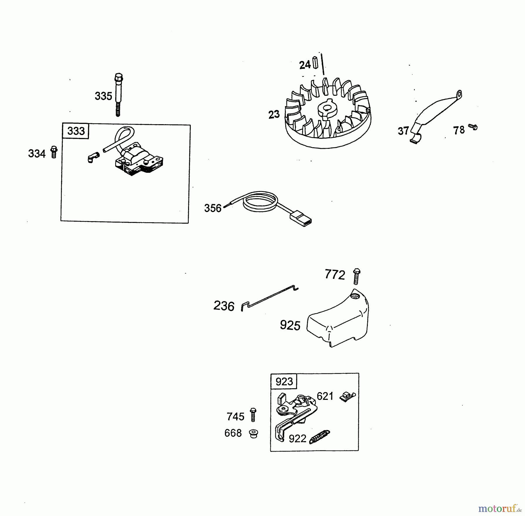  Wolf-Garten Petrol engines Briggs&Stratton Sprint 375 2078000  (2003) Brake, Flywheel,  Ignition coil