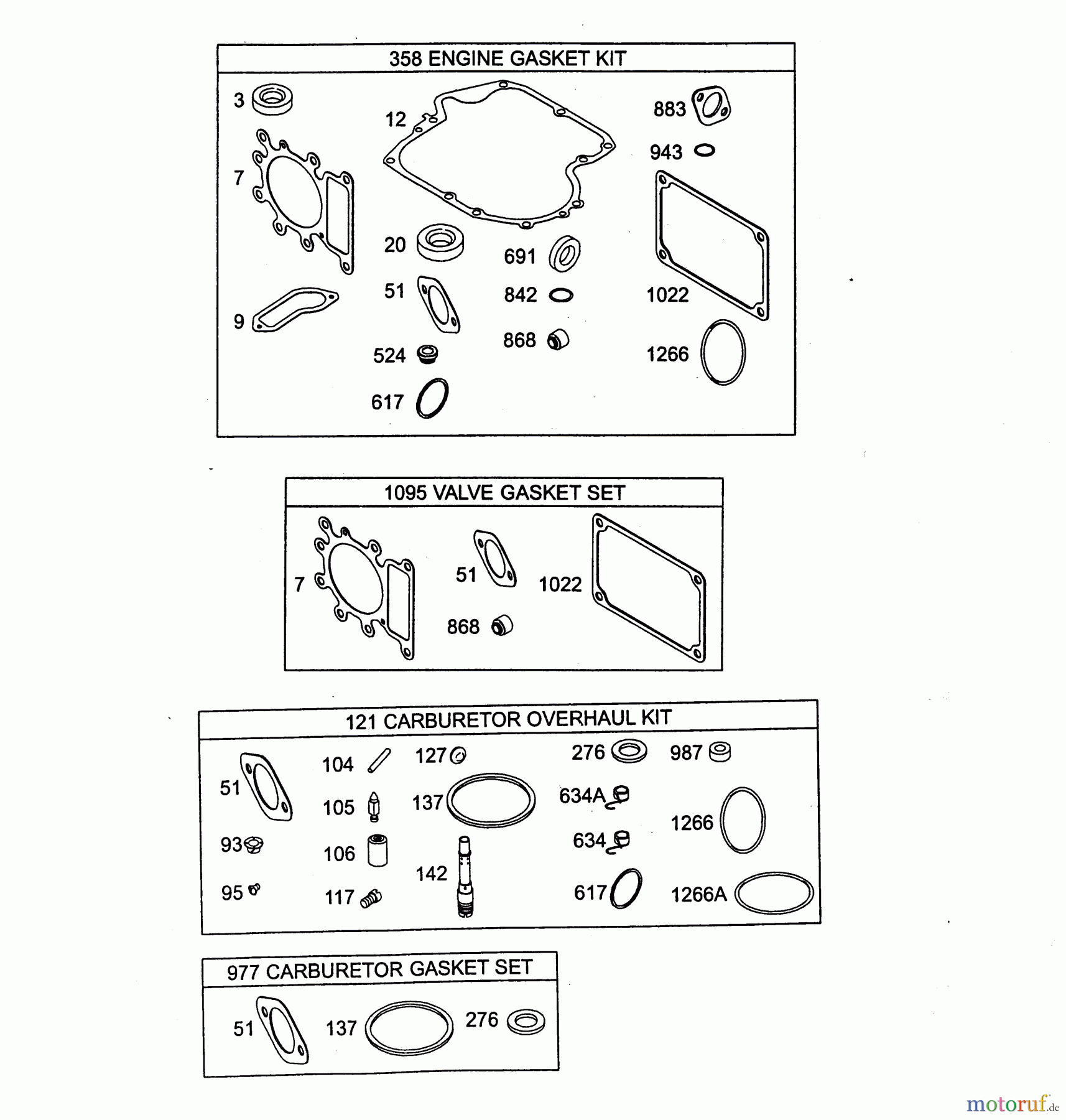  Wolf-Garten Petrol engines Briggs&Stratton Diamond I/C OHV 1001000  (2004) Seal kits