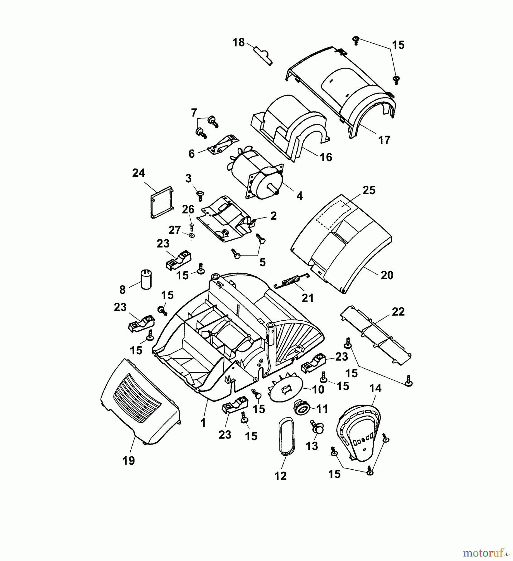  Wolf-Garten Electric verticutter UV 30 EV 3630683 Series B, C  (2004) Electric motor, Rear flap, Belt