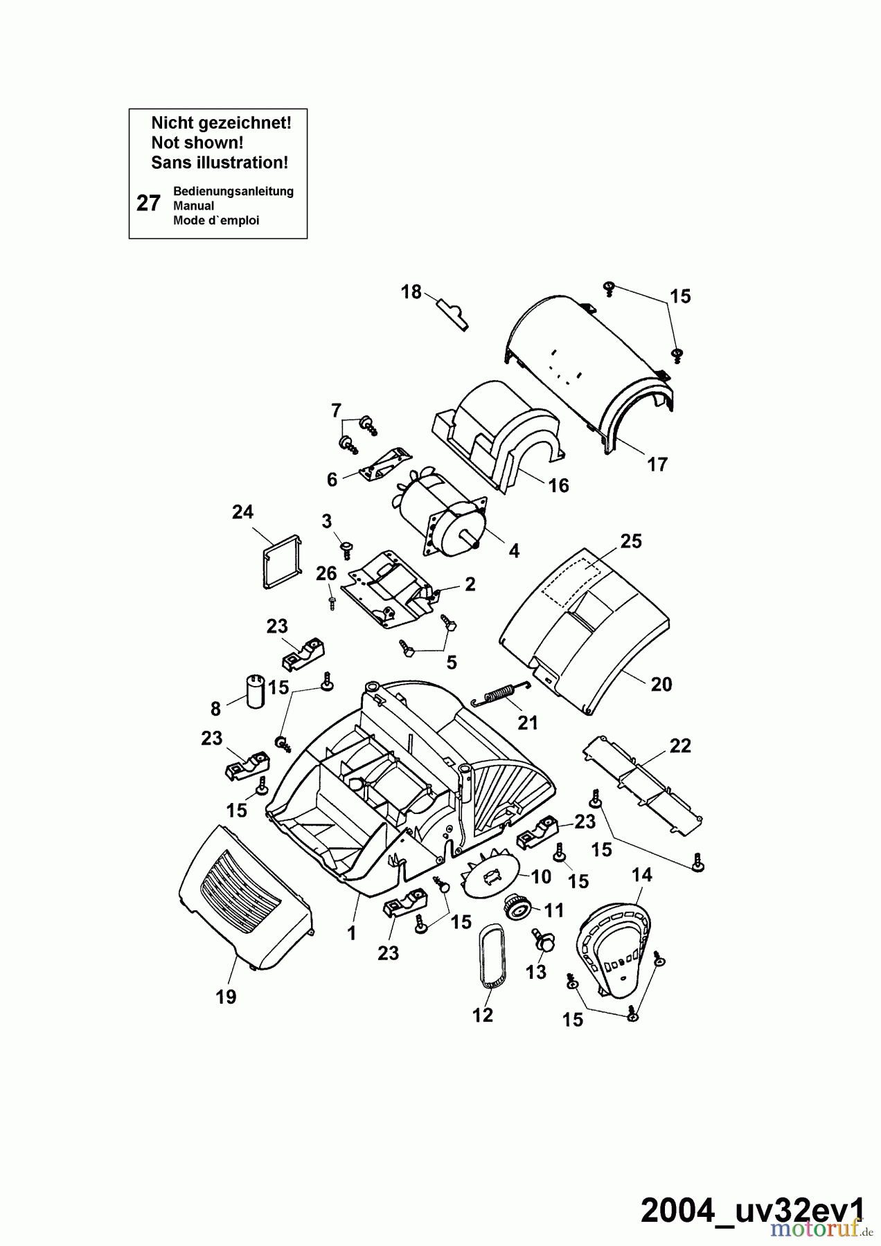  Wolf-Garten Electric verticutter UV 32 EV 3632680 Series B, C  (2004) Electric motor, Belt