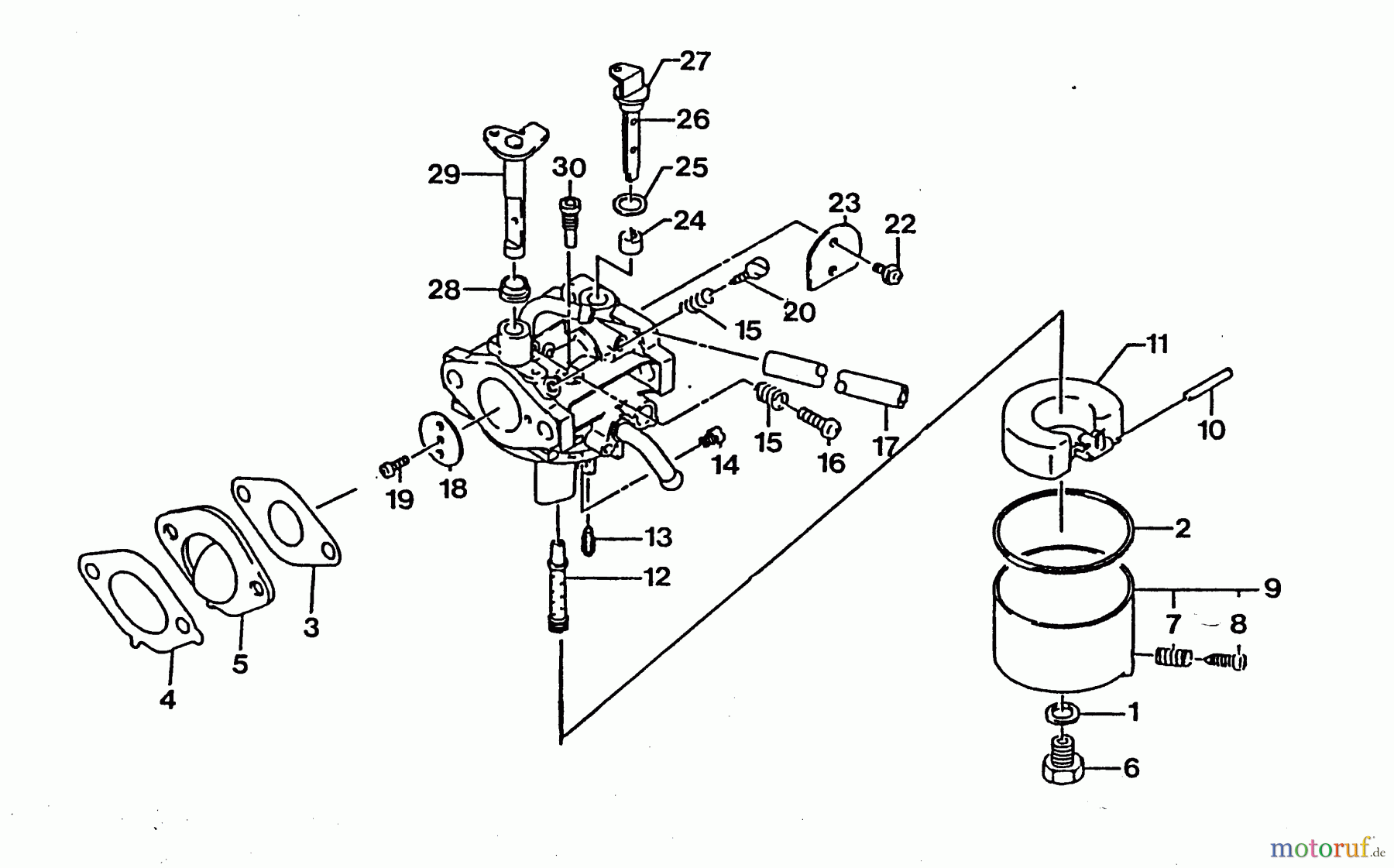  Wolf-Garten Petrol engines Kawasaki FC 150 V 2090065  (1996) Carburetor