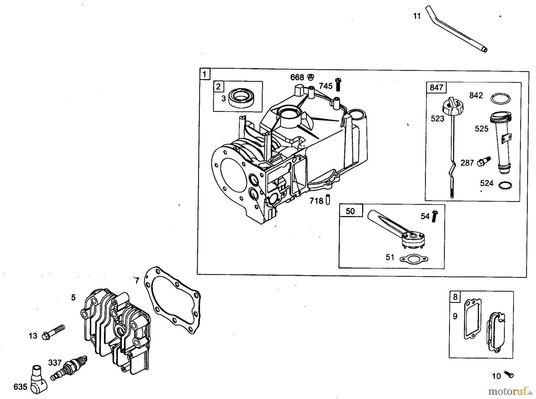  Wolf-Garten Petrol engines Briggs&Stratton Sprint XP 40 HVS 2056015  (2006) Crankcase, Cylinder head