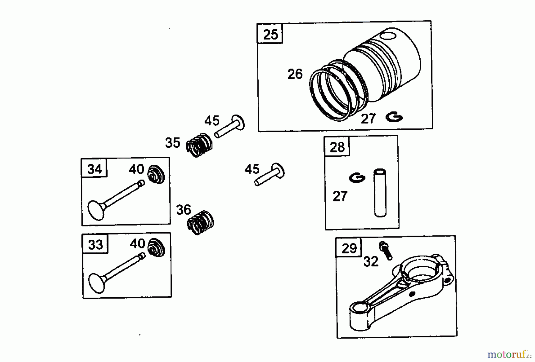  Wolf-Garten Petrol engines Briggs&Stratton Classic 35 2077005  (2006) Piston, Connecting rod, Valves