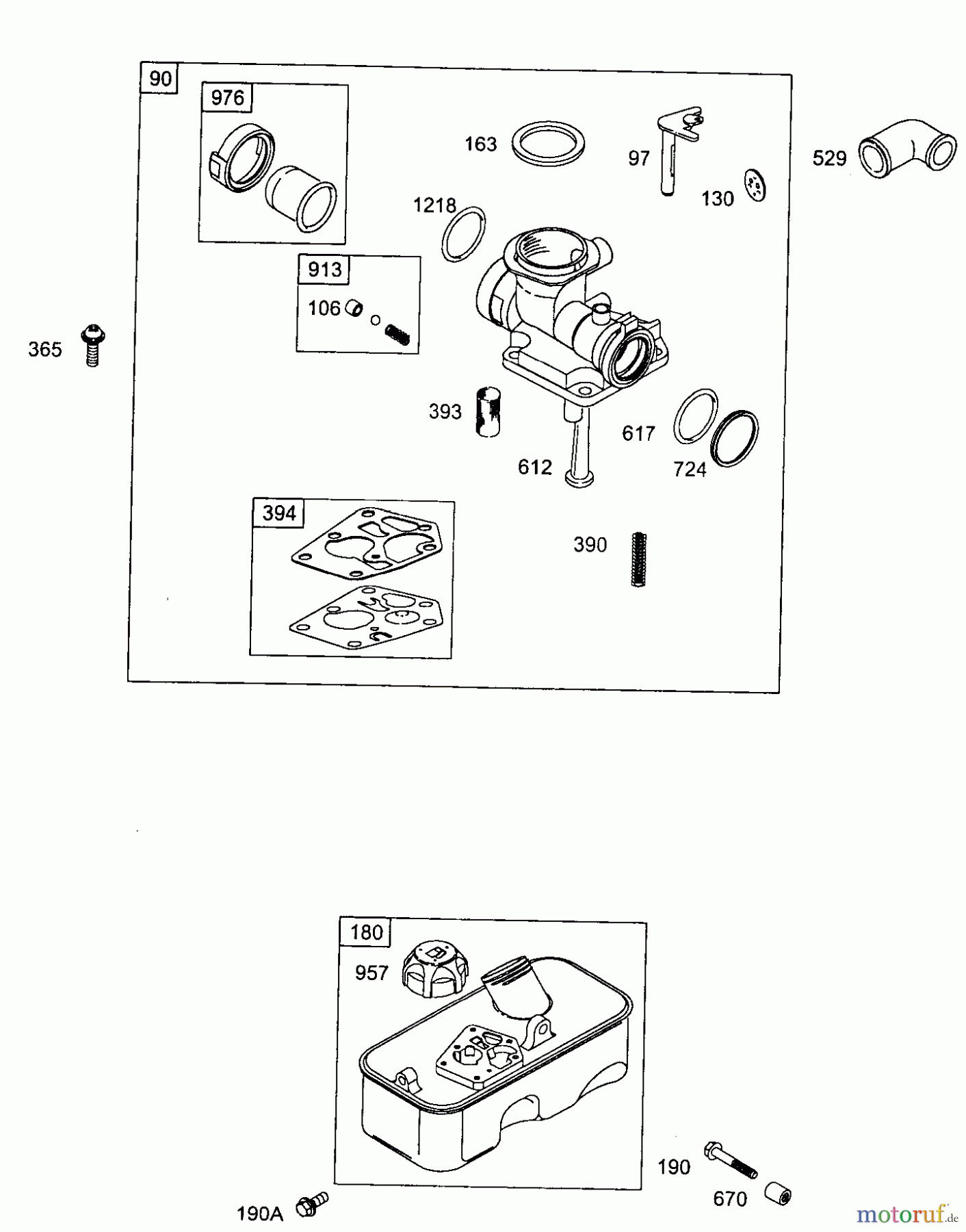  Wolf-Garten Petrol engines Briggs&Stratton Classic 35 2077005  (2006) Fuel tank, Carburetor