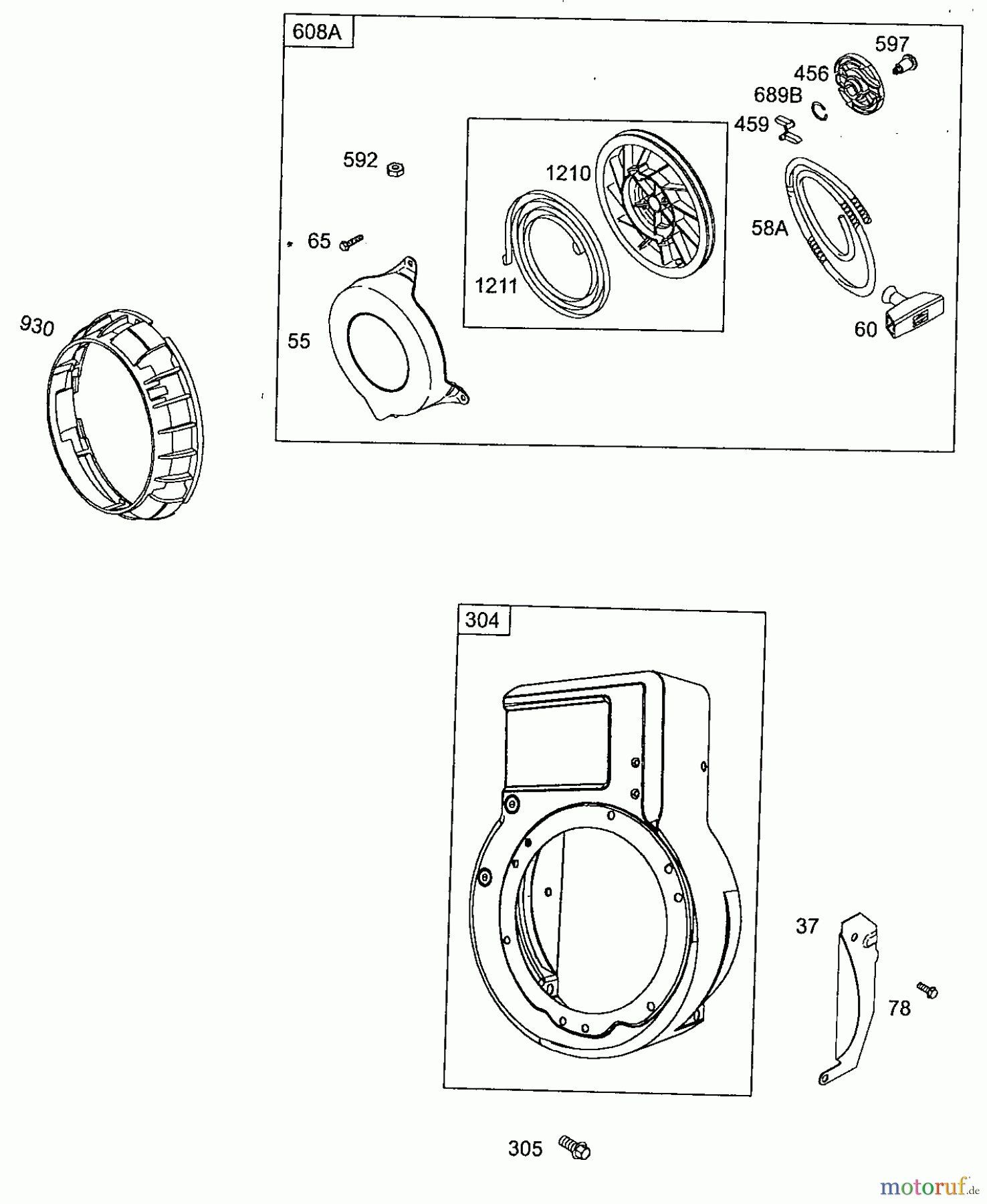  Wolf-Garten Petrol engines Briggs&Stratton Classic 3,5 HP 475 2089000  (2008) Blower housing, Recoil