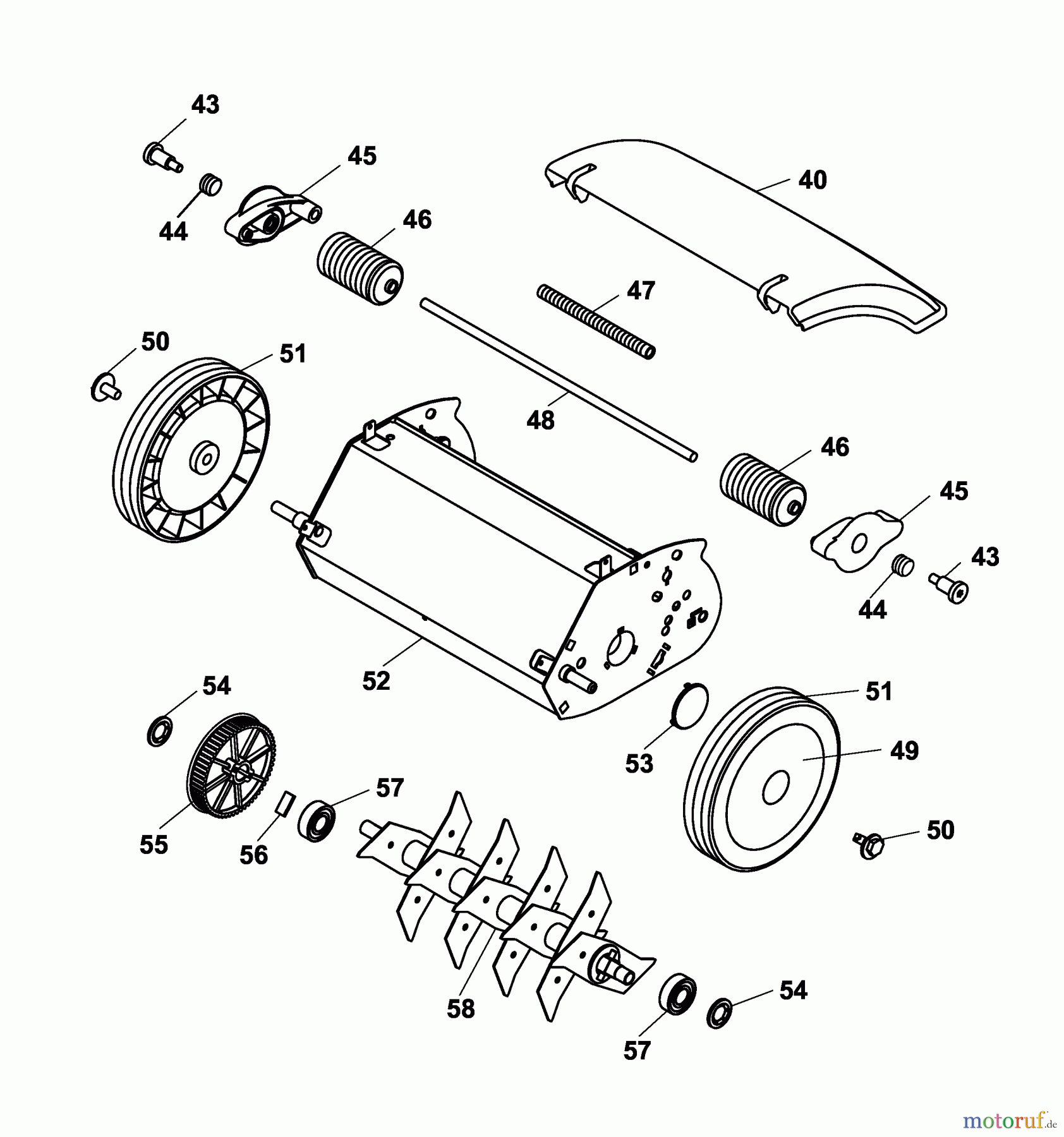  Wolf-Garten Electric verticutter UV 28 EV 3615006 Series B  (2005) Rotor, Wheels