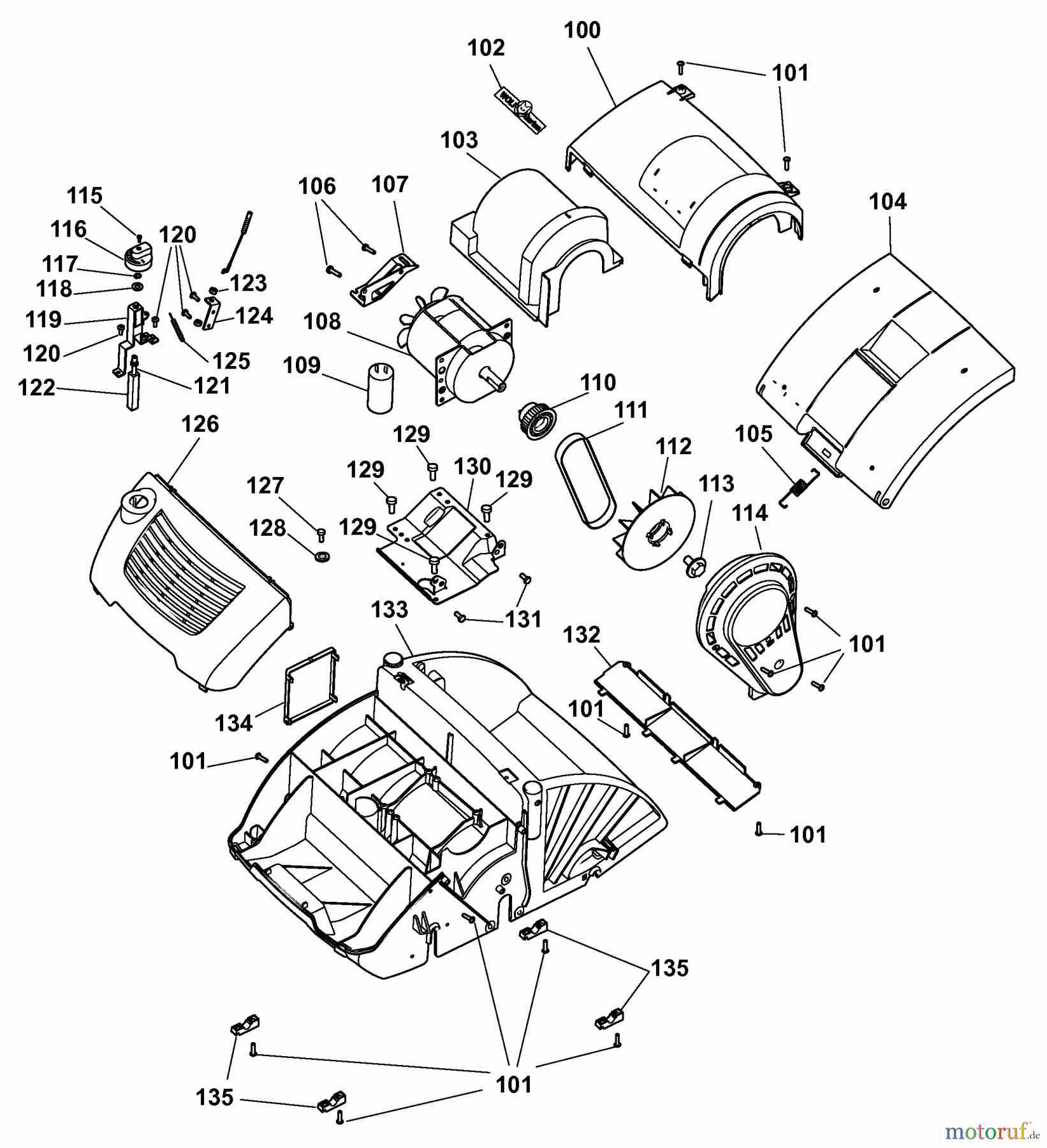  Wolf-Garten Electric verticutter UV 30 EV 3630683 Series G, H  (2008) Electric motor, Rear flap, Belt