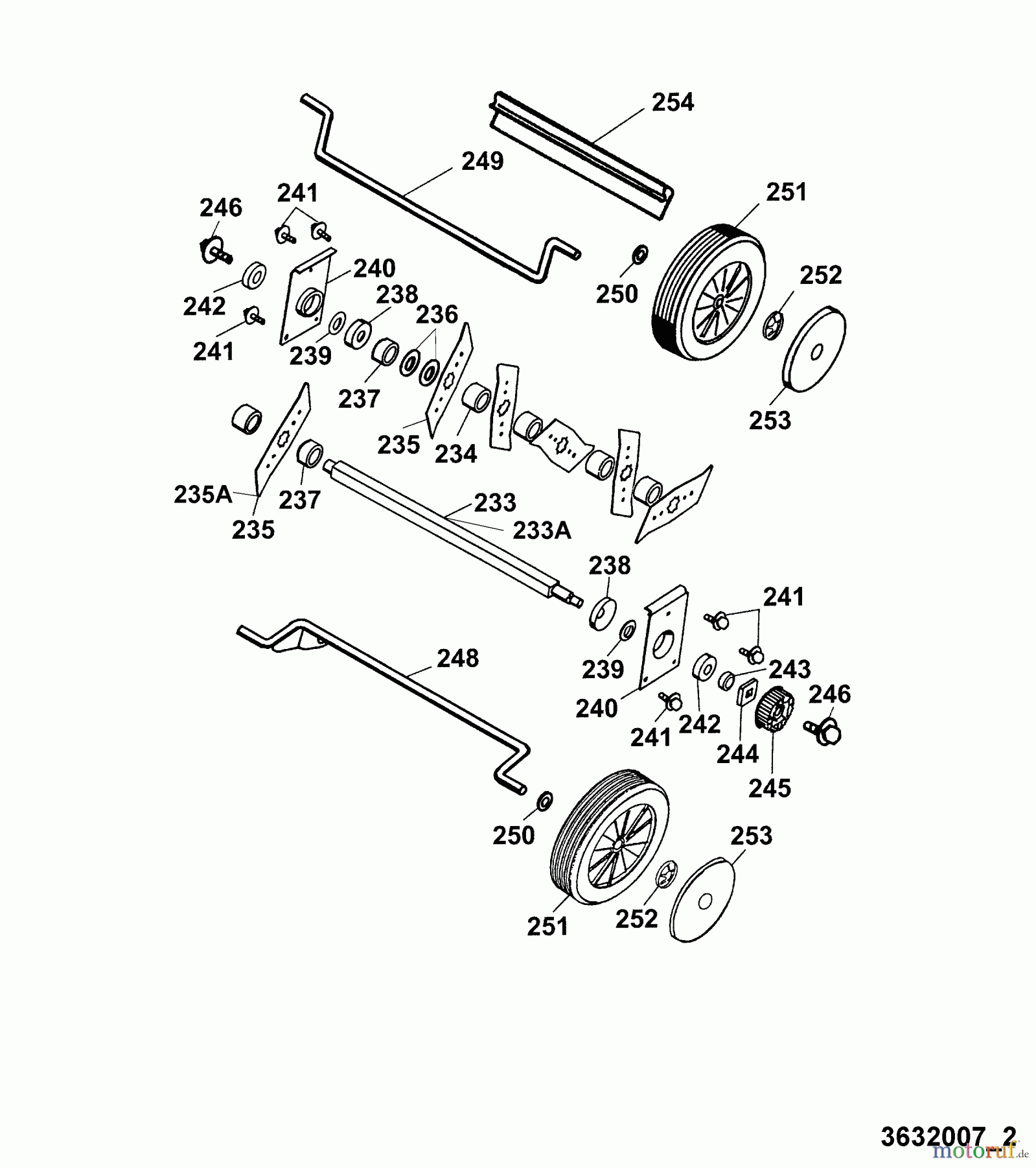  Wolf-Garten Electric verticutter UV 32 EV 3632007 Series C  (2005) Rotor, Wheels