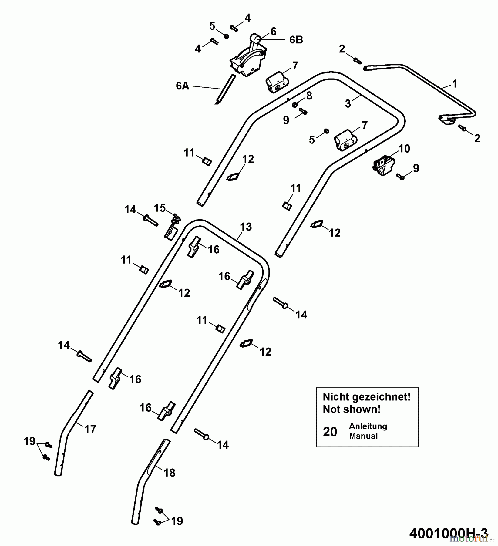  Wolf-Garten Petrol mower Esprit 40 B 4001000 Series H  (2009) Handle