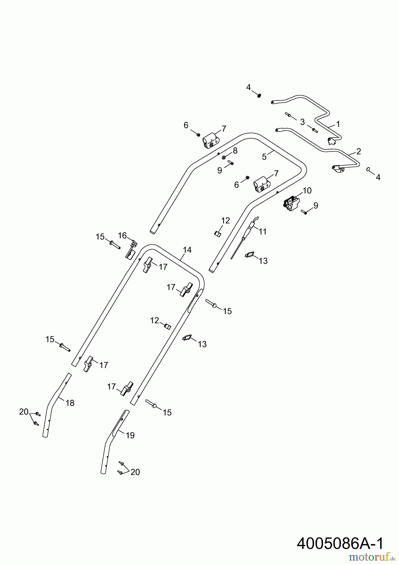  Wolf-Garten Petrol mower self propelled Esprit 40 BA 4005086 Series A  (2008) Handle