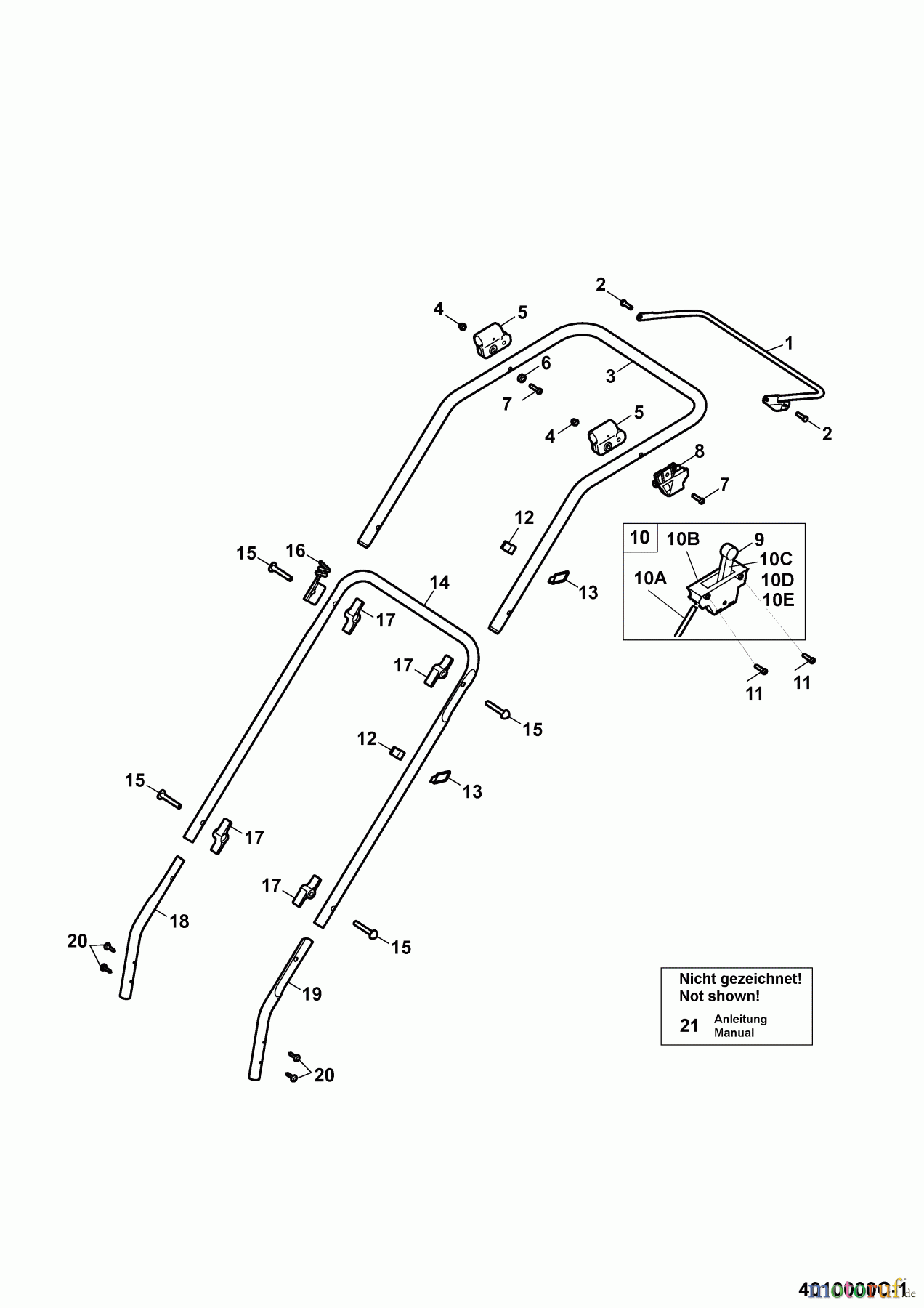  Wolf-Garten Petrol mower Compact plus 40 B 4010000 Series C  (2009) Handle