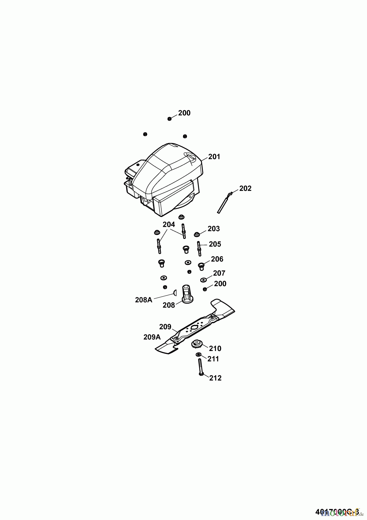  Wolf-Garten Petrol mower 6.40 B 4017000 Series B  (2008) Blade, Blade adapter, Engine