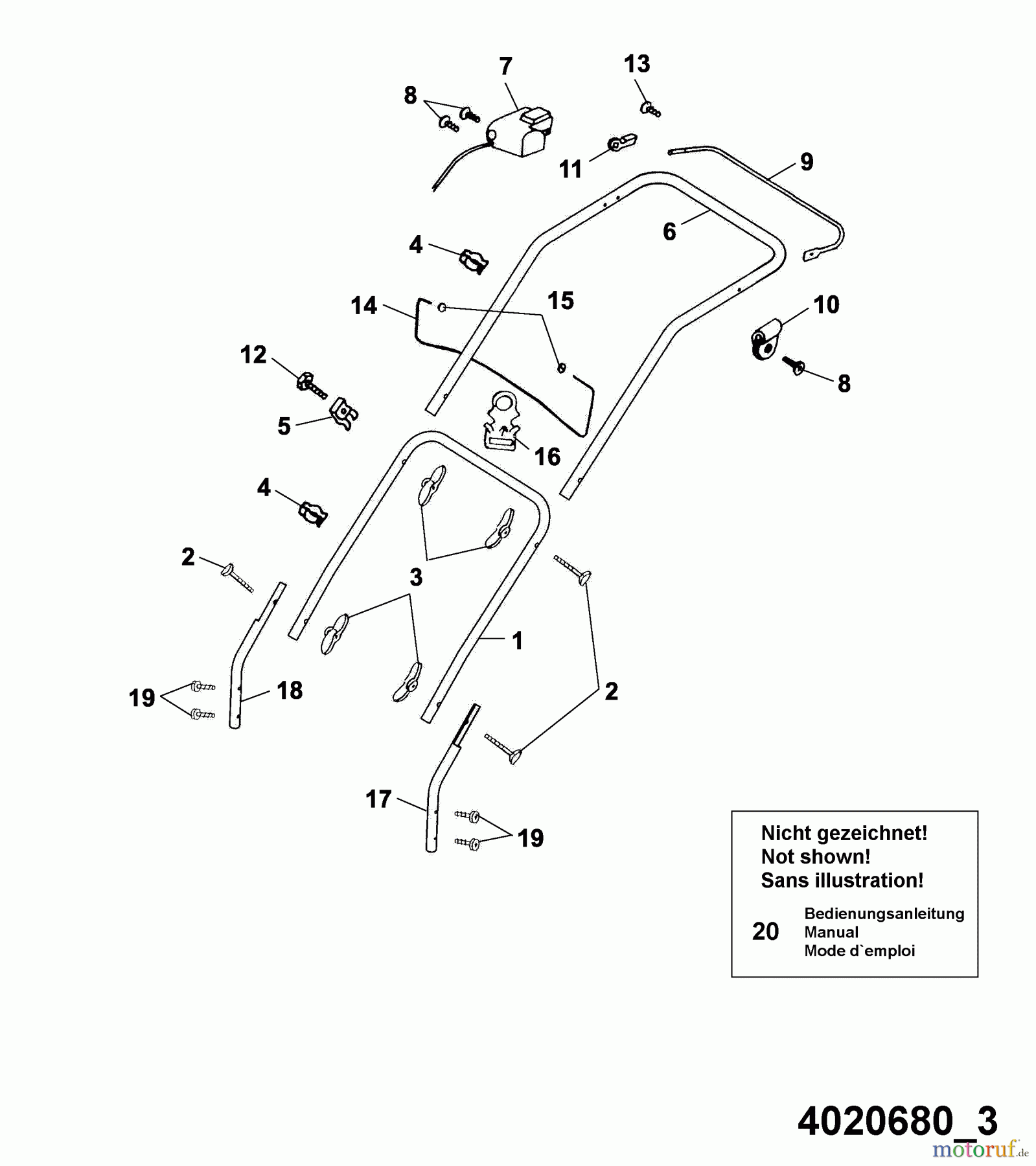  Wolf-Garten Electric mower Esprit 40 E 4020680 Series E, F  (2005) Handle