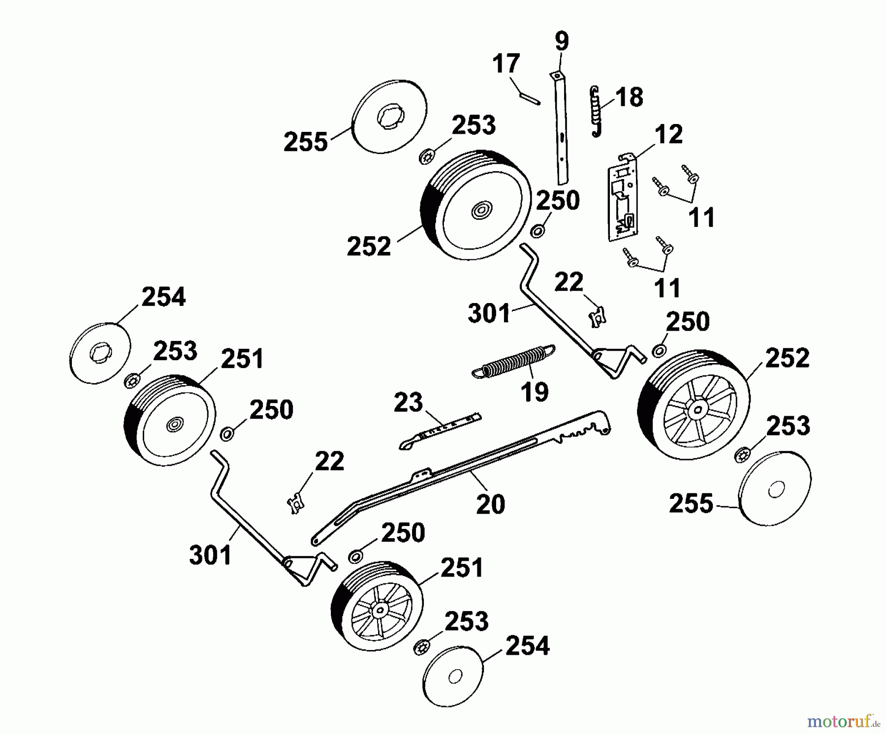  Wolf-Garten Electric mower Power Edition 40 E 4028005 Series A  (2001) Wheels, Cutting hight adjustment