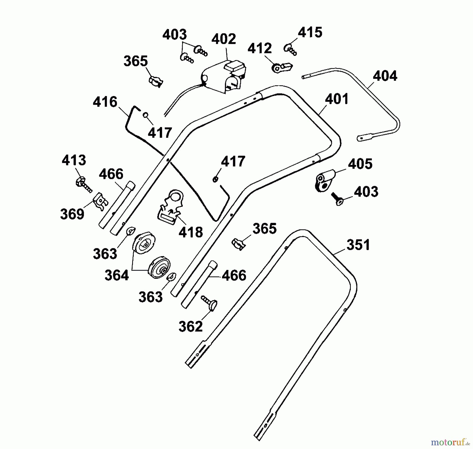  Wolf-Garten Electric mower Power Edition 40 E 4028005 Series A  (2001) Handle