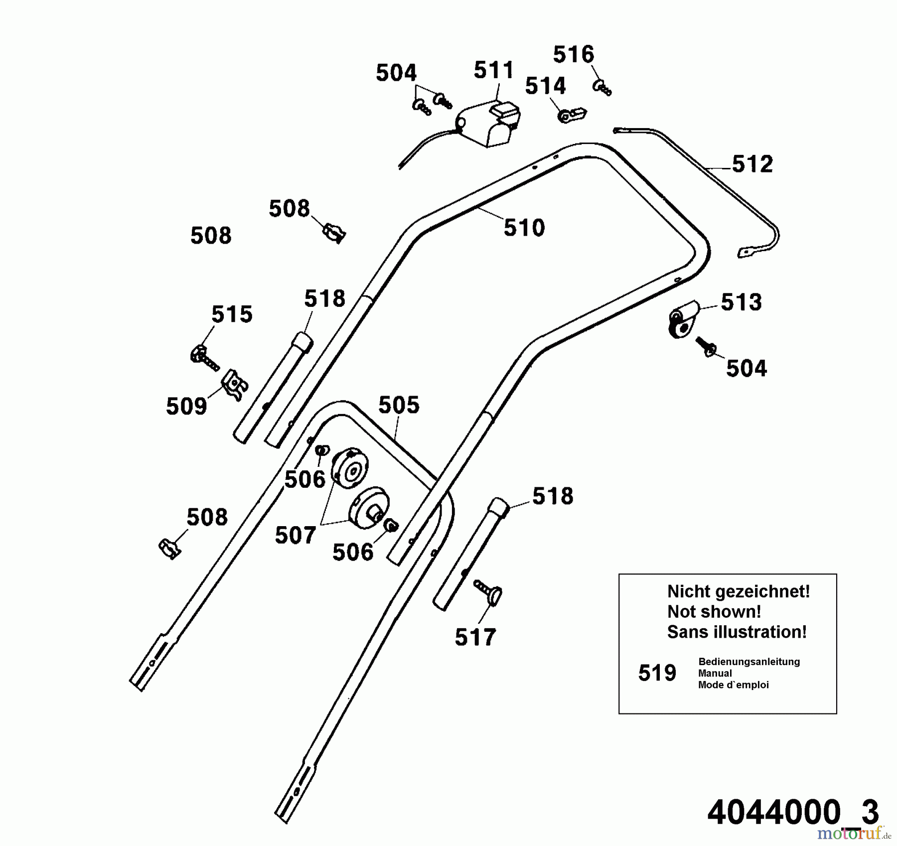  Wolf-Garten Battery mower Premio 40 AC 4044000 Series A  (2001) Handle