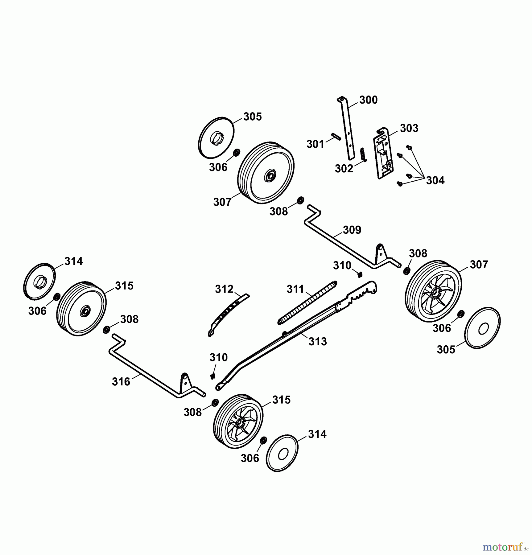  Wolf-Garten Electric mower Power Edition 40 E 4048003 Series B  (2007) Wheels, Cutting hight adjustment