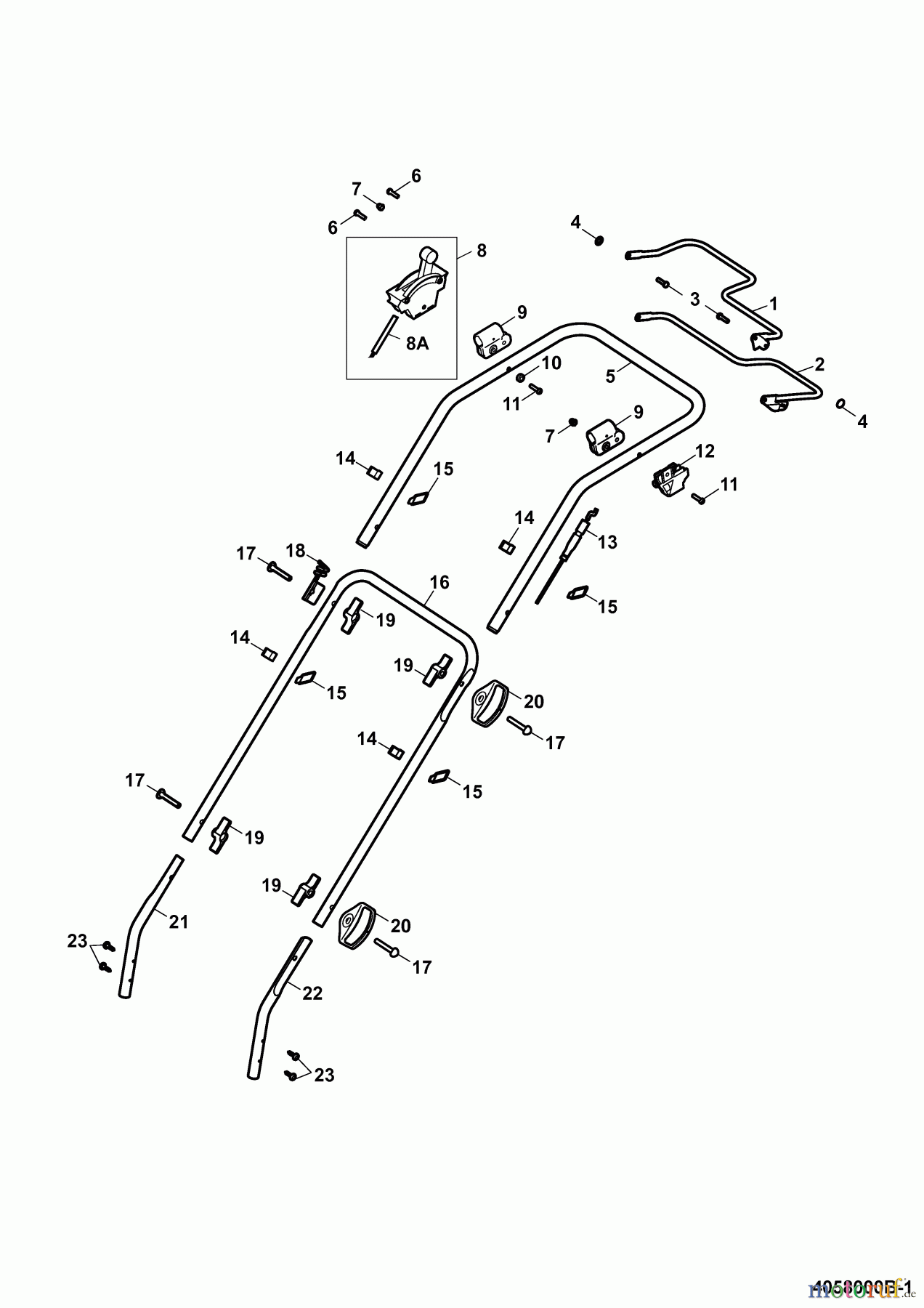  Wolf-Garten Petrol mower self propelled Power Edition 40 BA 4058000 Series B  (2009) Handle