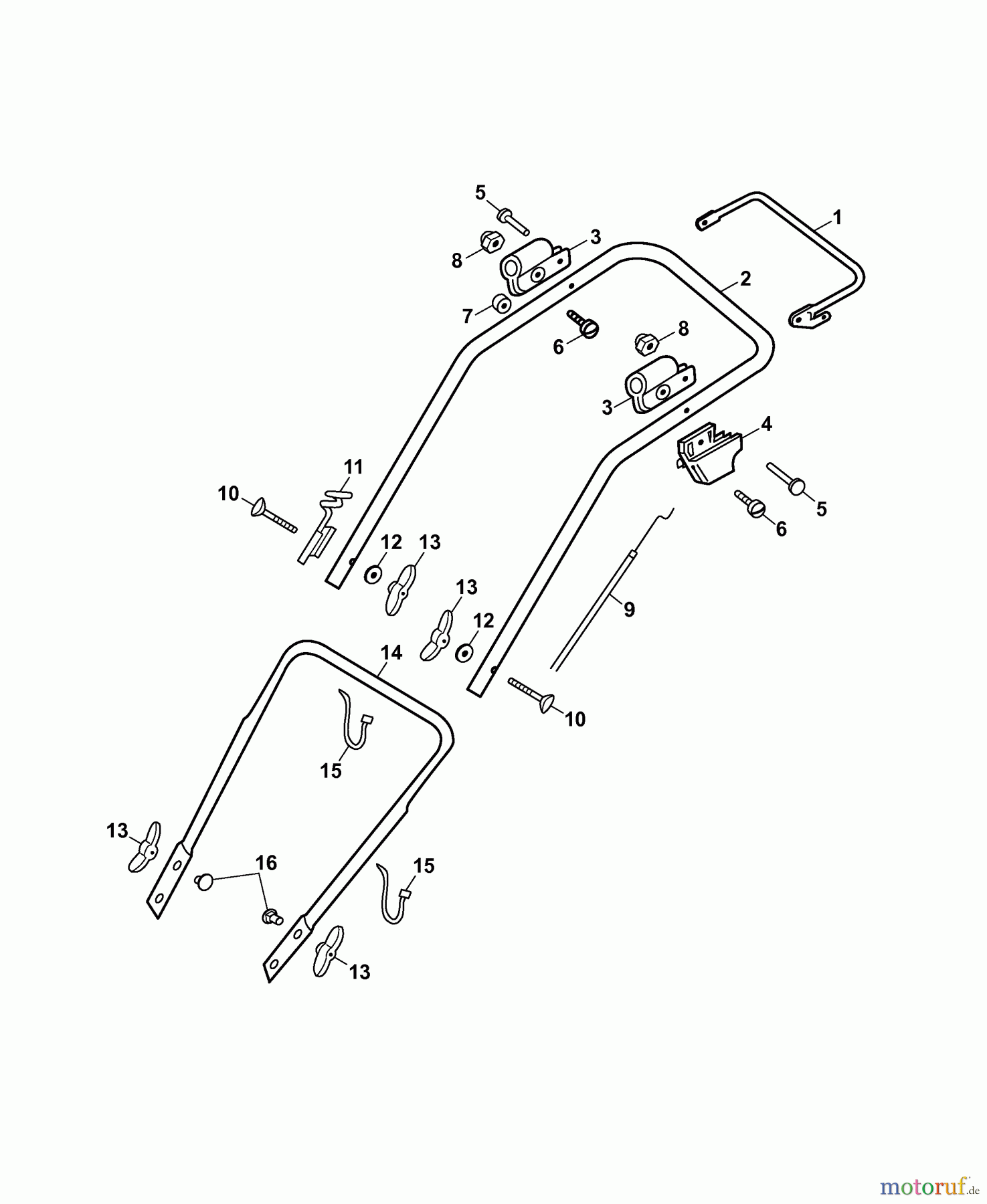  Wolf-Garten Petrol mower HBM 2.42 XQ 4212008 Series A  (2007) Handle