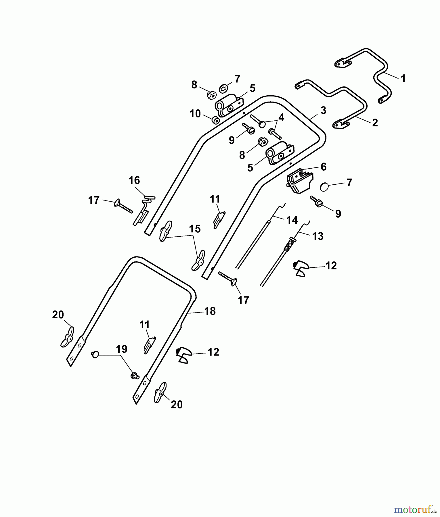  Wolf-Garten Petrol mower self propelled 2.48 BA 4218000 Series C  (2007) Handle