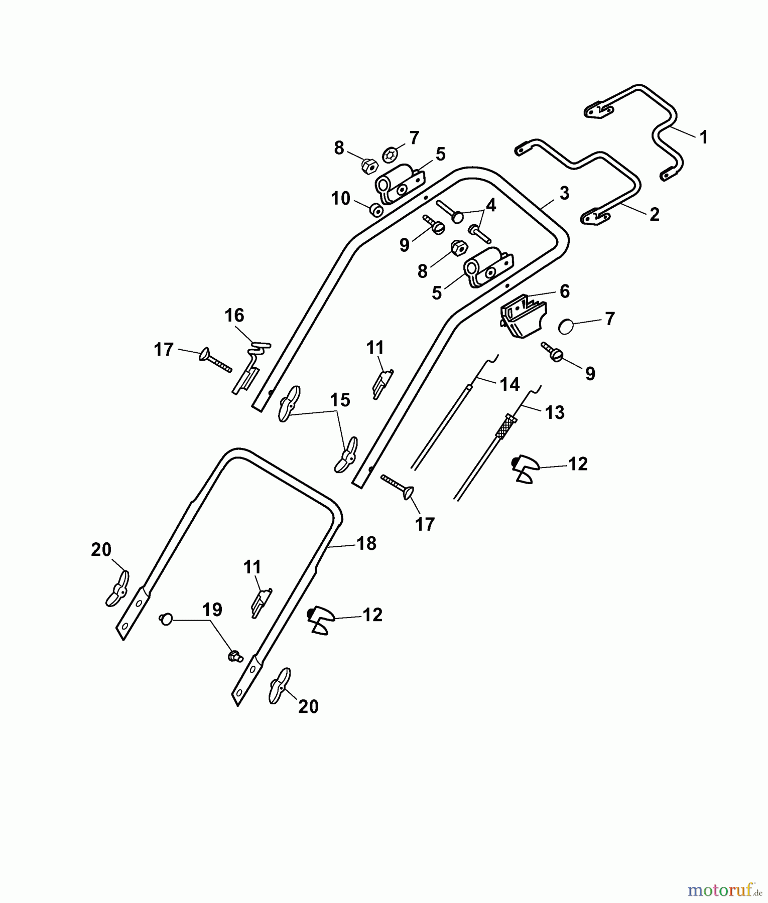  Wolf-Garten Petrol mower self propelled 2.48 BA 4218000 Series D  (2007) Handle