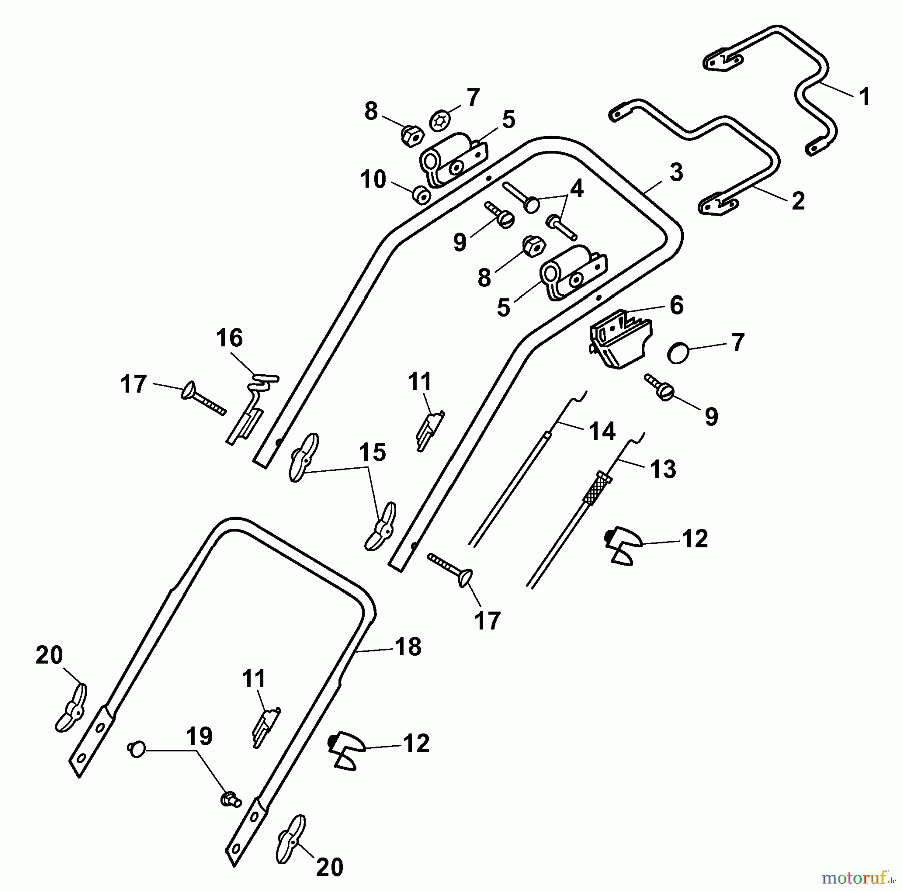  Wolf-Garten Petrol mower self propelled 2.48 BA 4218000 Series F  (2008) Handle