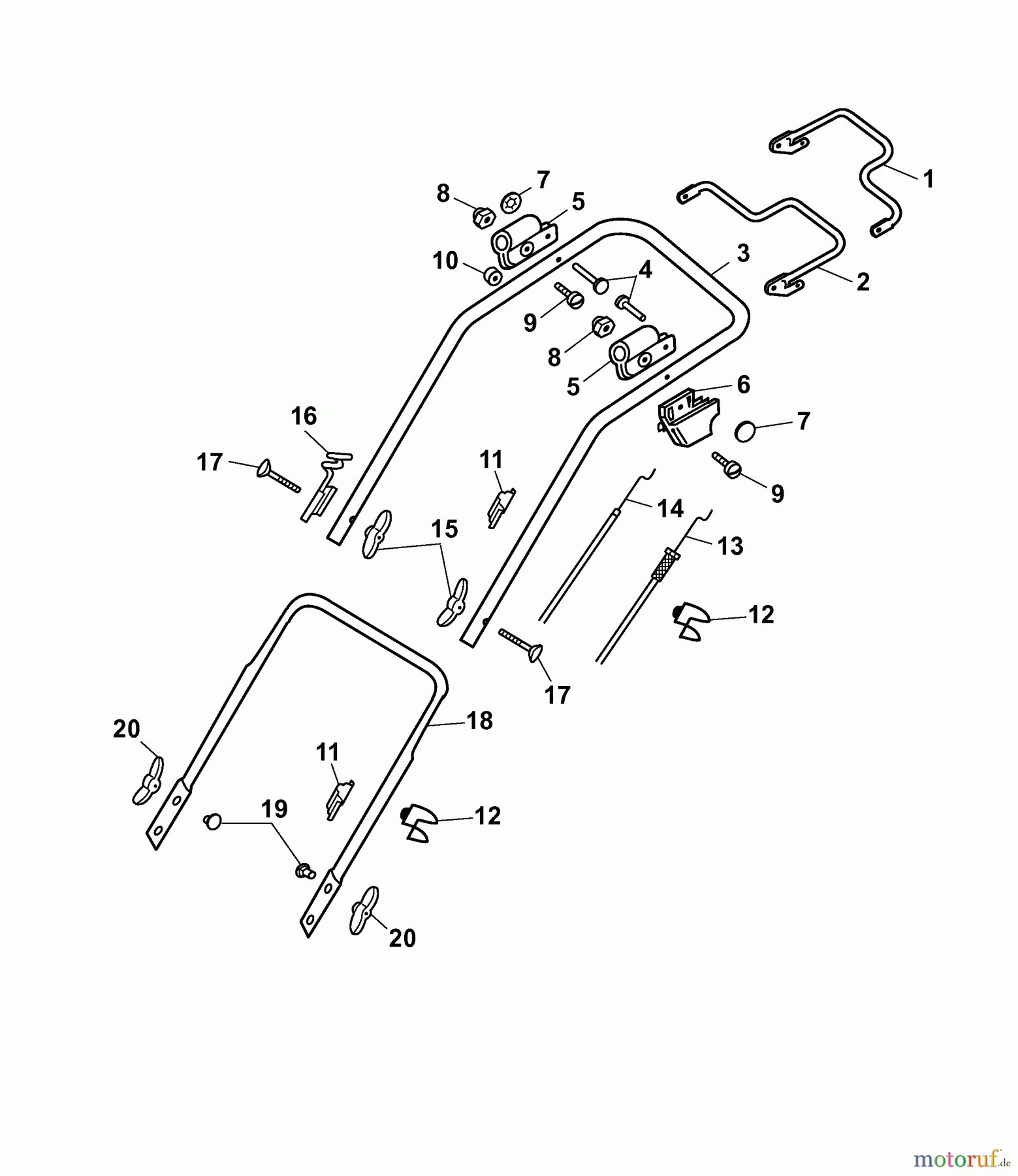  Wolf-Garten Petrol mower self propelled 2.53 BA 4223000 Series E  (2007) Handle