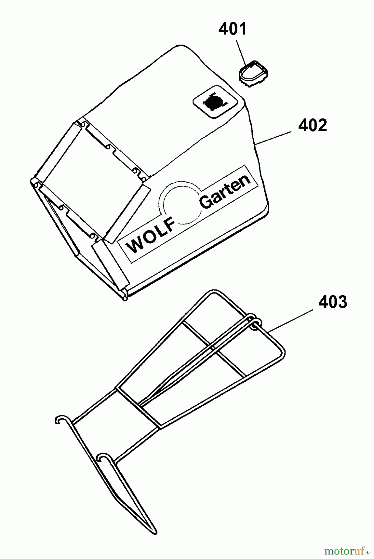  Wolf-Garten Petrol mower Power Edition 42 QR 4232000 Series A  (2008) Grass bag