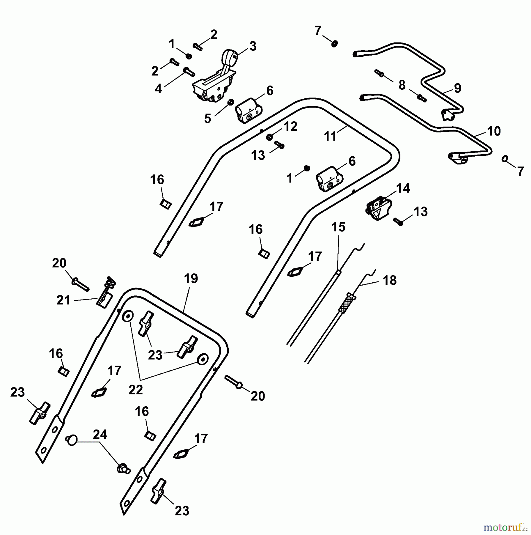  Wolf-Garten Petrol mower self propelled Power Edition 48 QRA 4236000 Series A  (2008) Handle