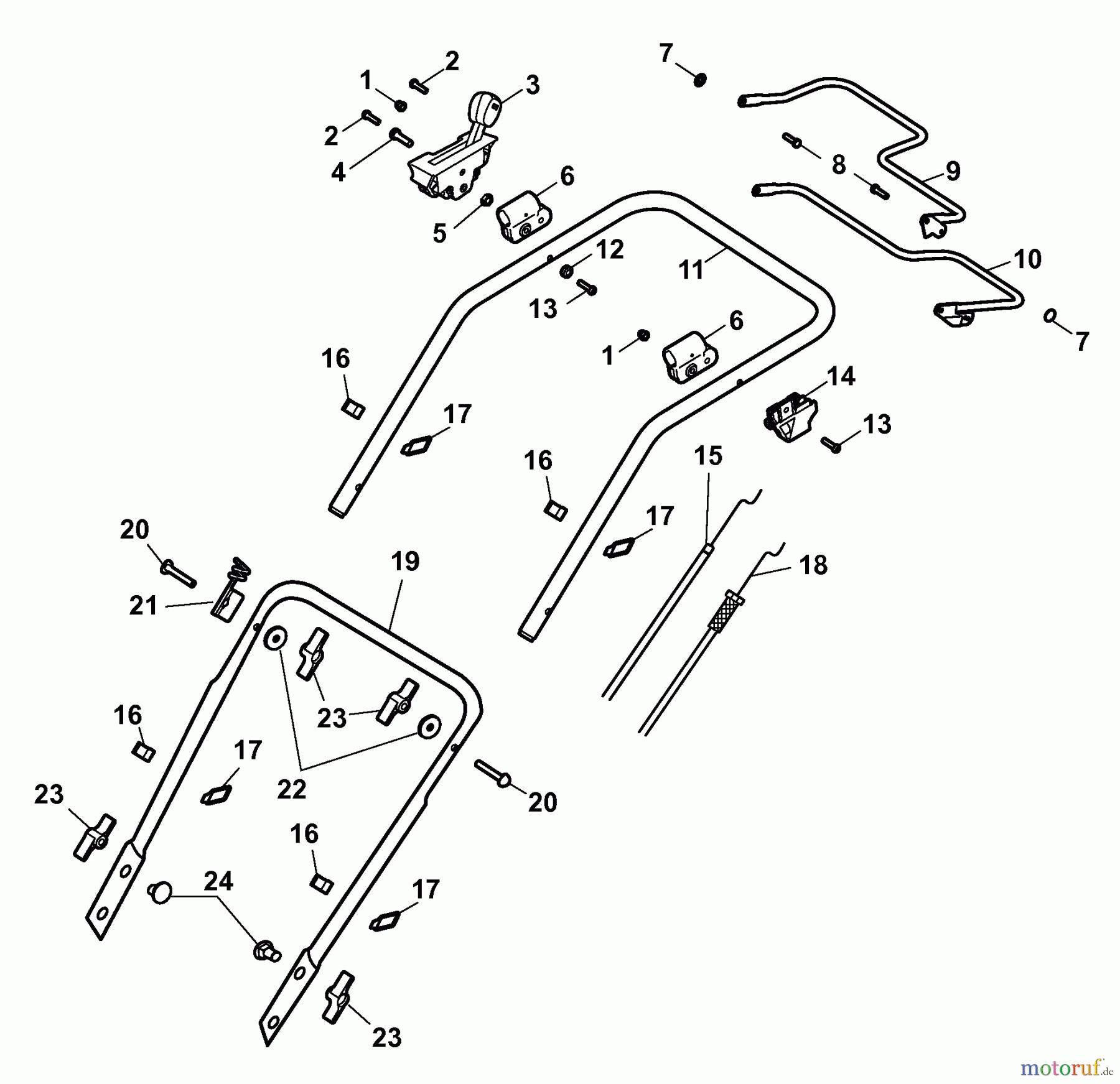  Wolf-Garten Petrol mower self propelled Power Edition 53 QRA 4237000 Series A  (2008) Handle