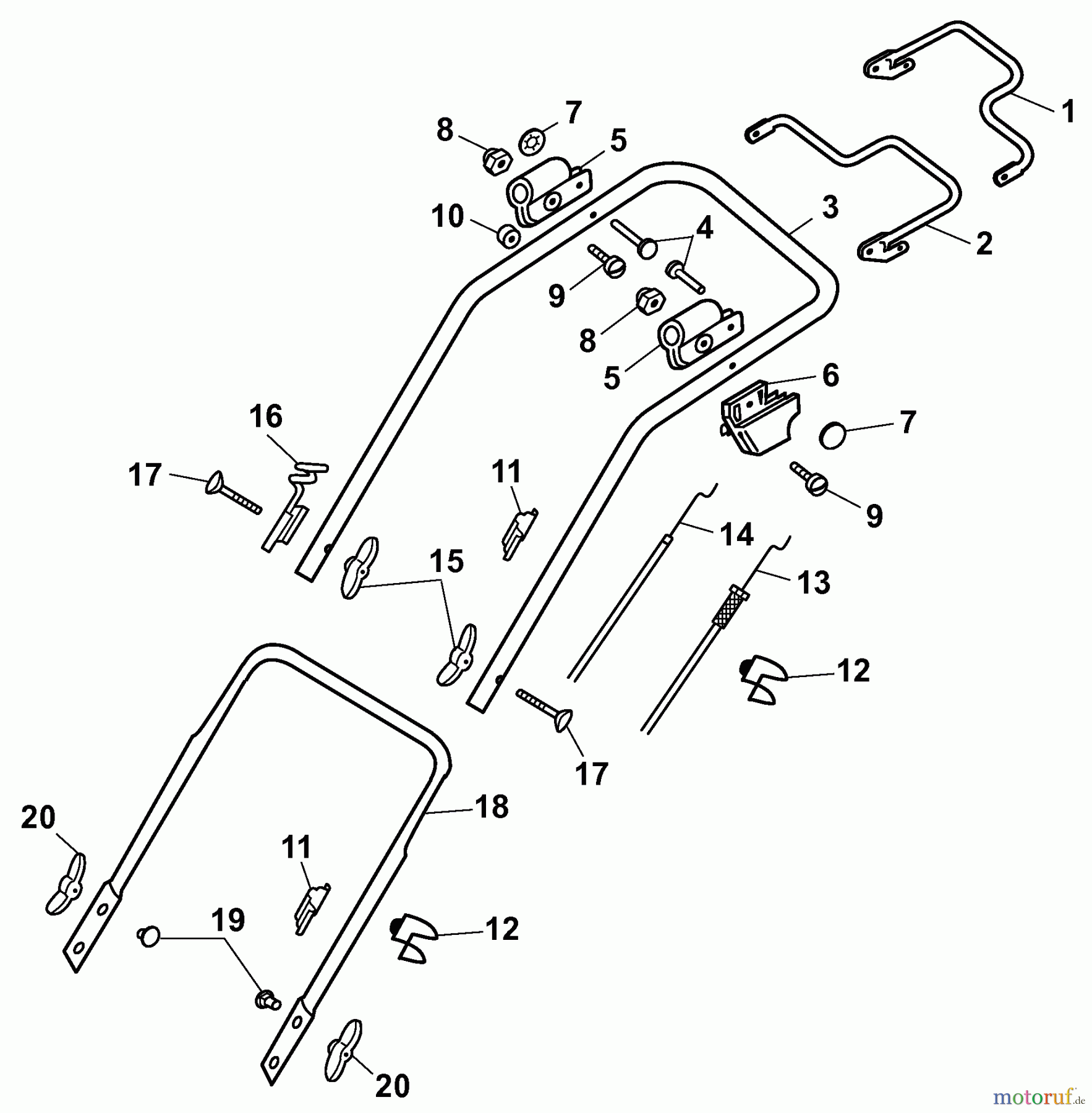  Wolf-Garten Petrol mower self propelled XQ 4 HW 4238006 Series A  (2008) Handle