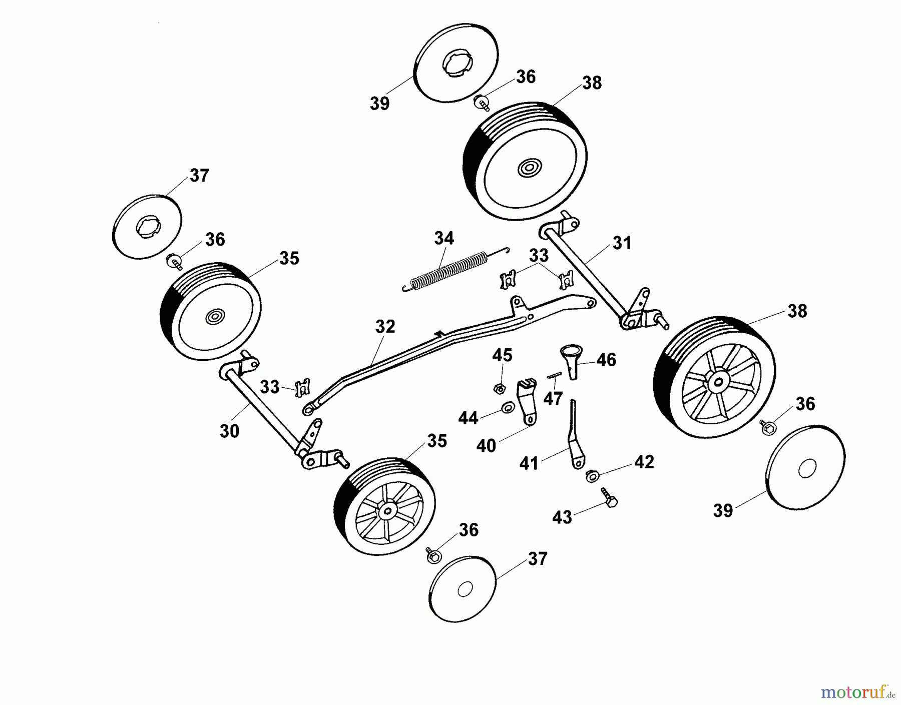  Wolf-Garten Petrol mower Concept 43 B 4342000 Series A  (2000) Wheels, Cutting hight adjustment