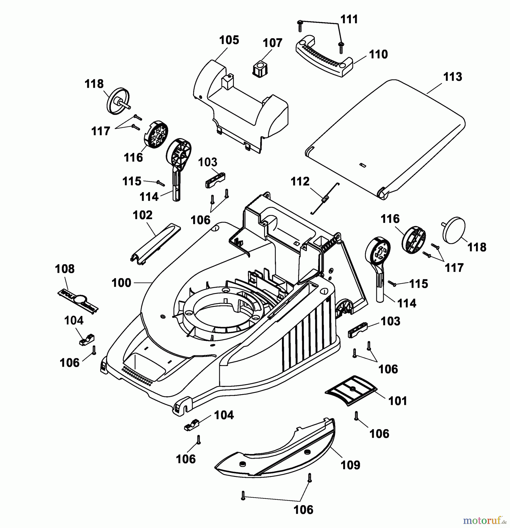  Wolf-Garten Petrol mower B 46 TB 4602080 Series D  (2005) Deck housing