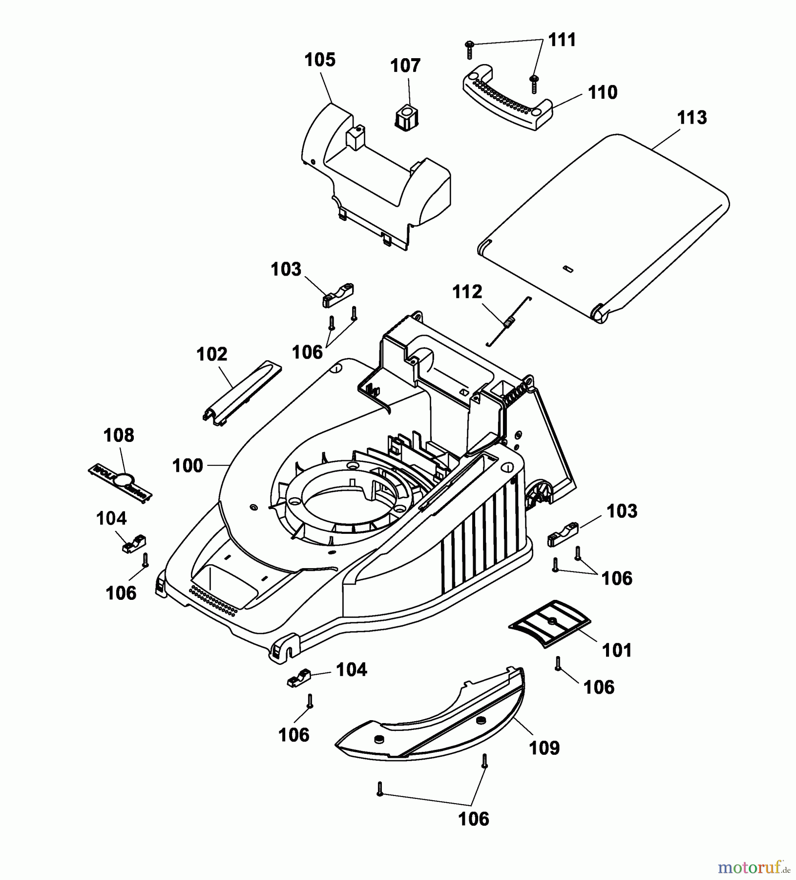  Wolf-Garten Petrol mower self propelled HBM 46 BA 4605008 Series B  (2005) Deck housing