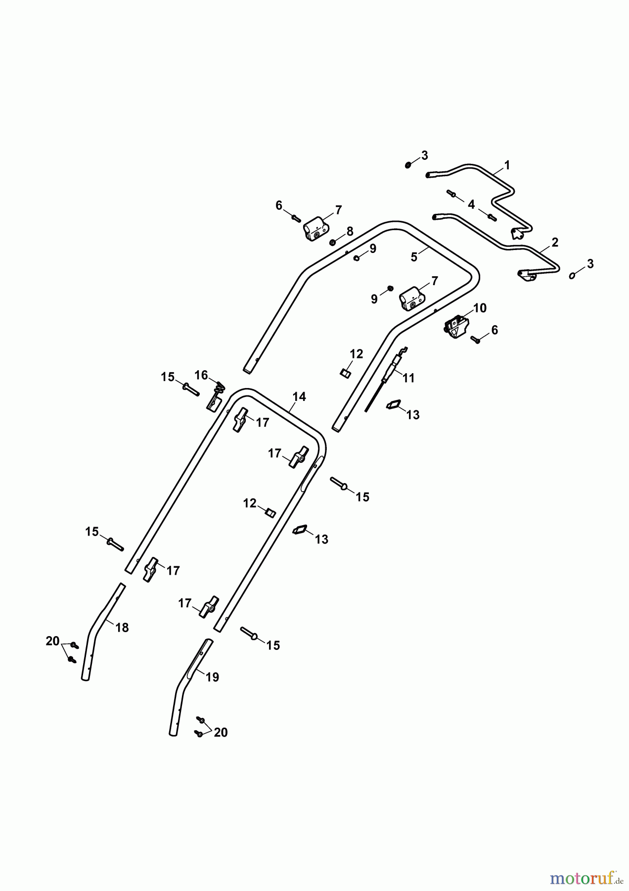  Wolf-Garten Petrol mower self propelled HBM Power 46 BA 4603008 Series C  (2009) Handle