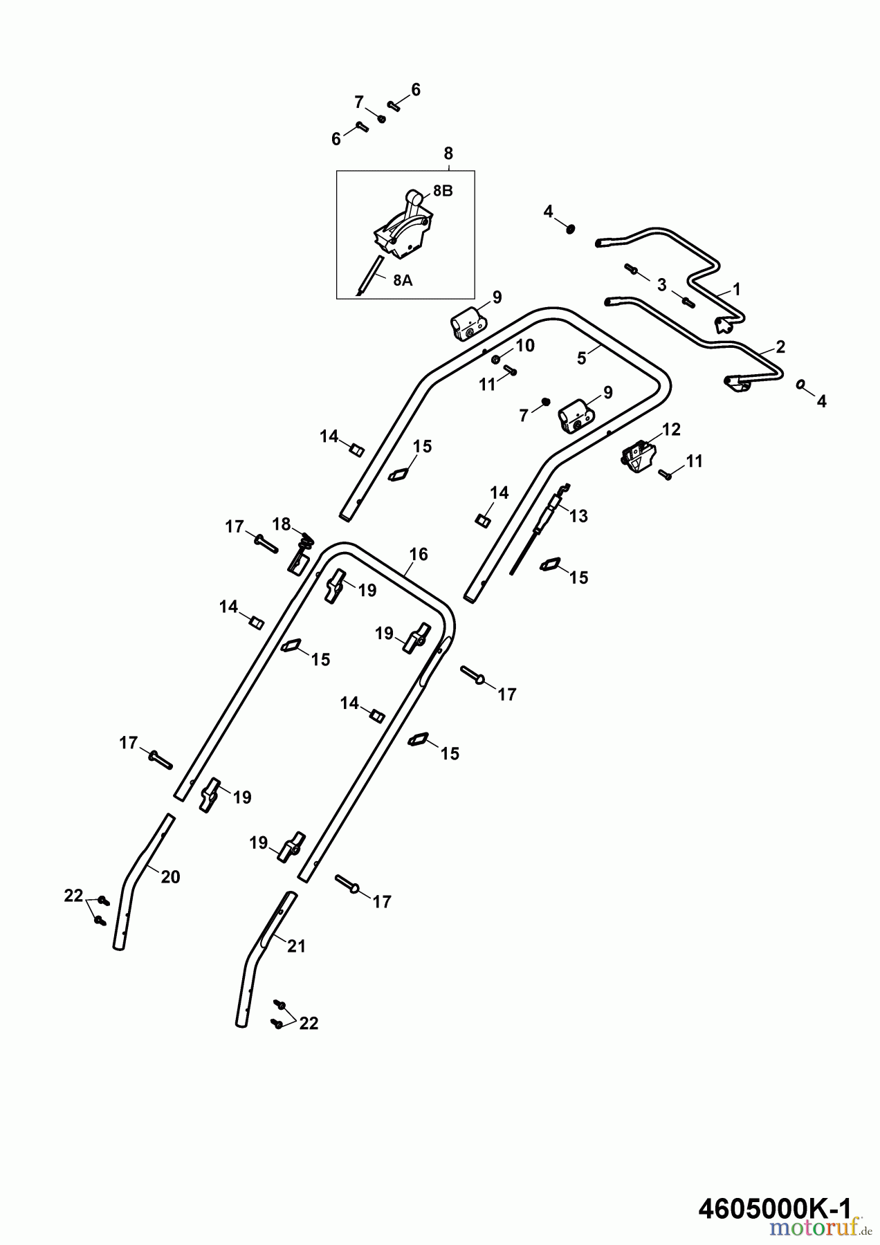  Wolf-Garten Petrol mower self propelled Esprit 46 BA 4605000 Series K  (2009) Handle