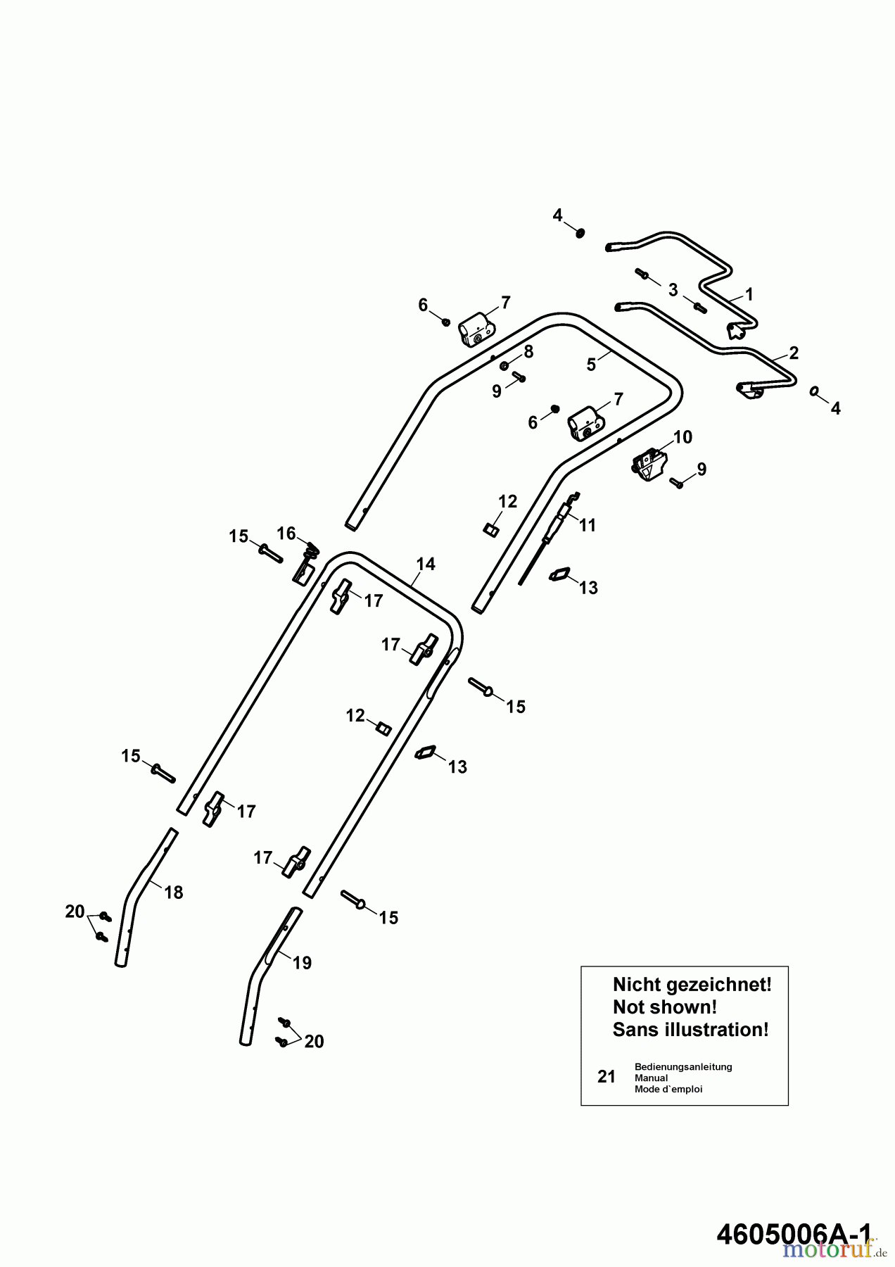  Wolf-Garten Petrol mower self propelled Esprit 46 BA 4605006 Series A  (2006) Handle