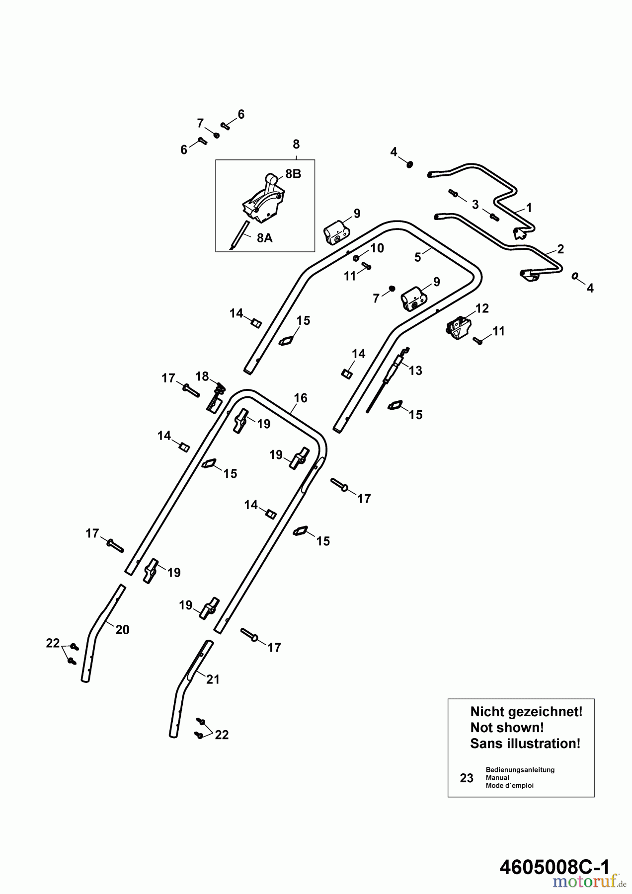  Wolf-Garten Petrol mower self propelled 2.46 HBM 4605008 Series C  (2005) Handle