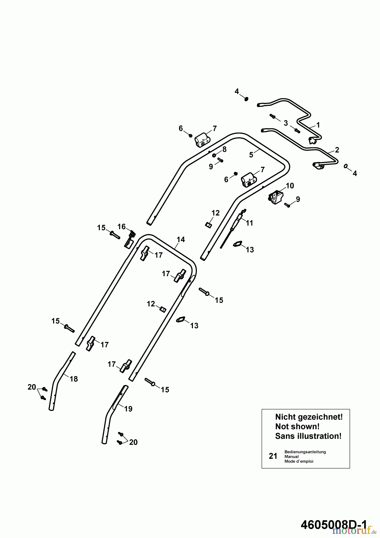  Wolf-Garten Petrol mower self propelled 2.46 HBM 4605008 Series D  (2007) Handle