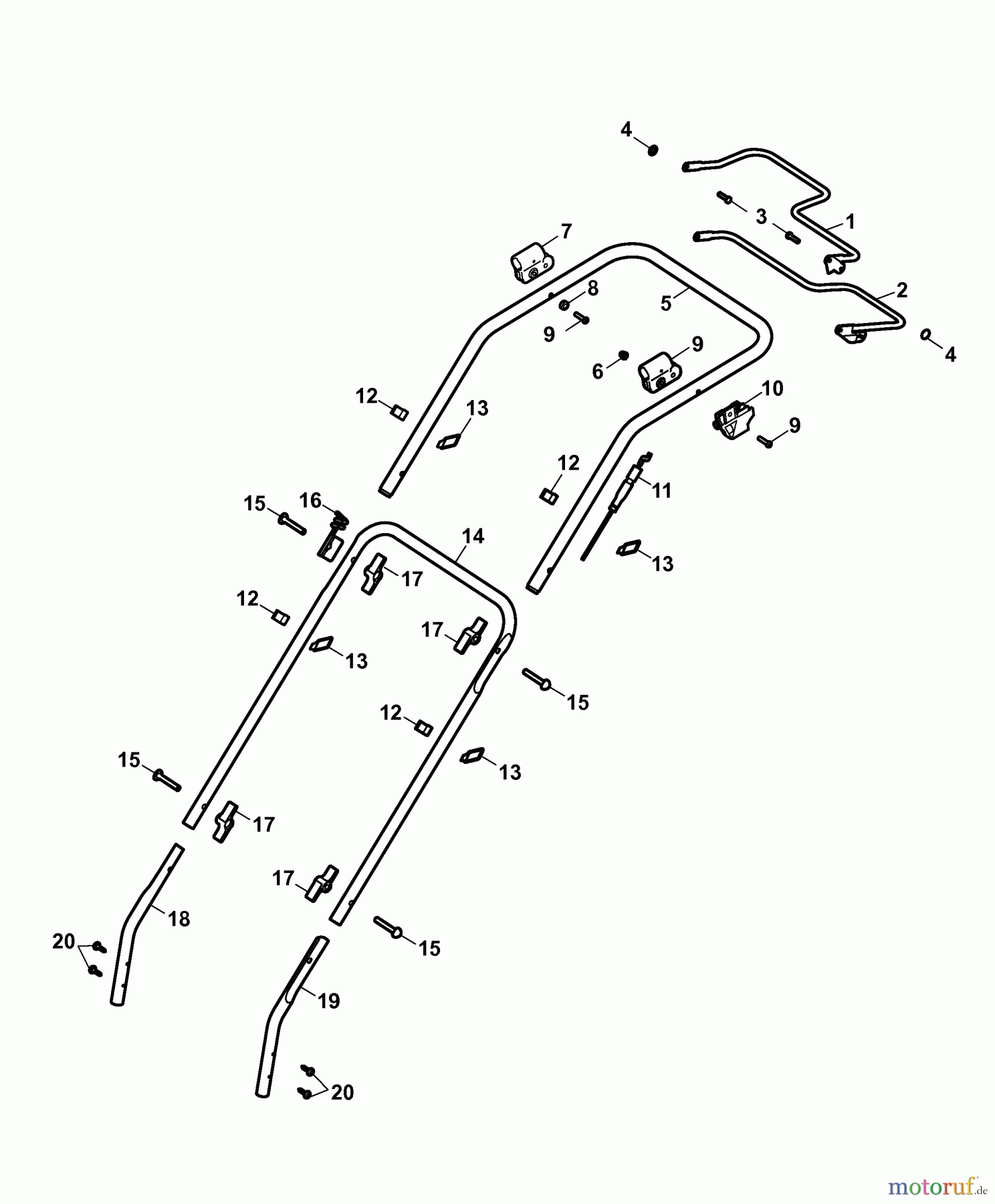  Wolf-Garten Petrol mower self propelled HB Campus 46 BA 4605009 Series A  (2007) Handle