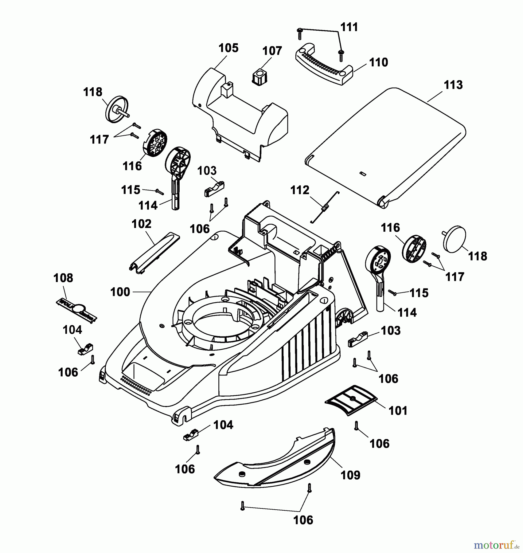  Wolf-Garten Petrol mower self propelled B 46 TBA 4606080 Series B  (2005) Deck housing