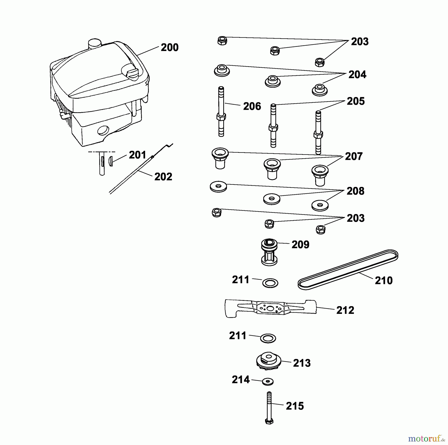  Wolf-Garten Petrol mower self propelled B 46 TBA 4606080 Series B  (2005) Blade, Blade adapter, Engine