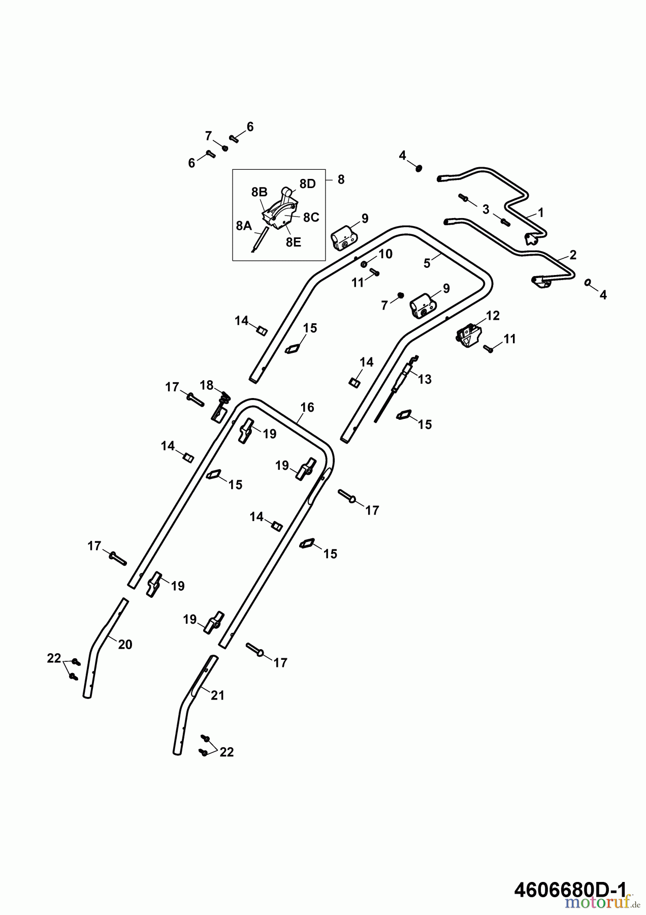  Wolf-Garten Petrol mower self propelled B 46 TBA 4606680 Series D  (2008) Handle