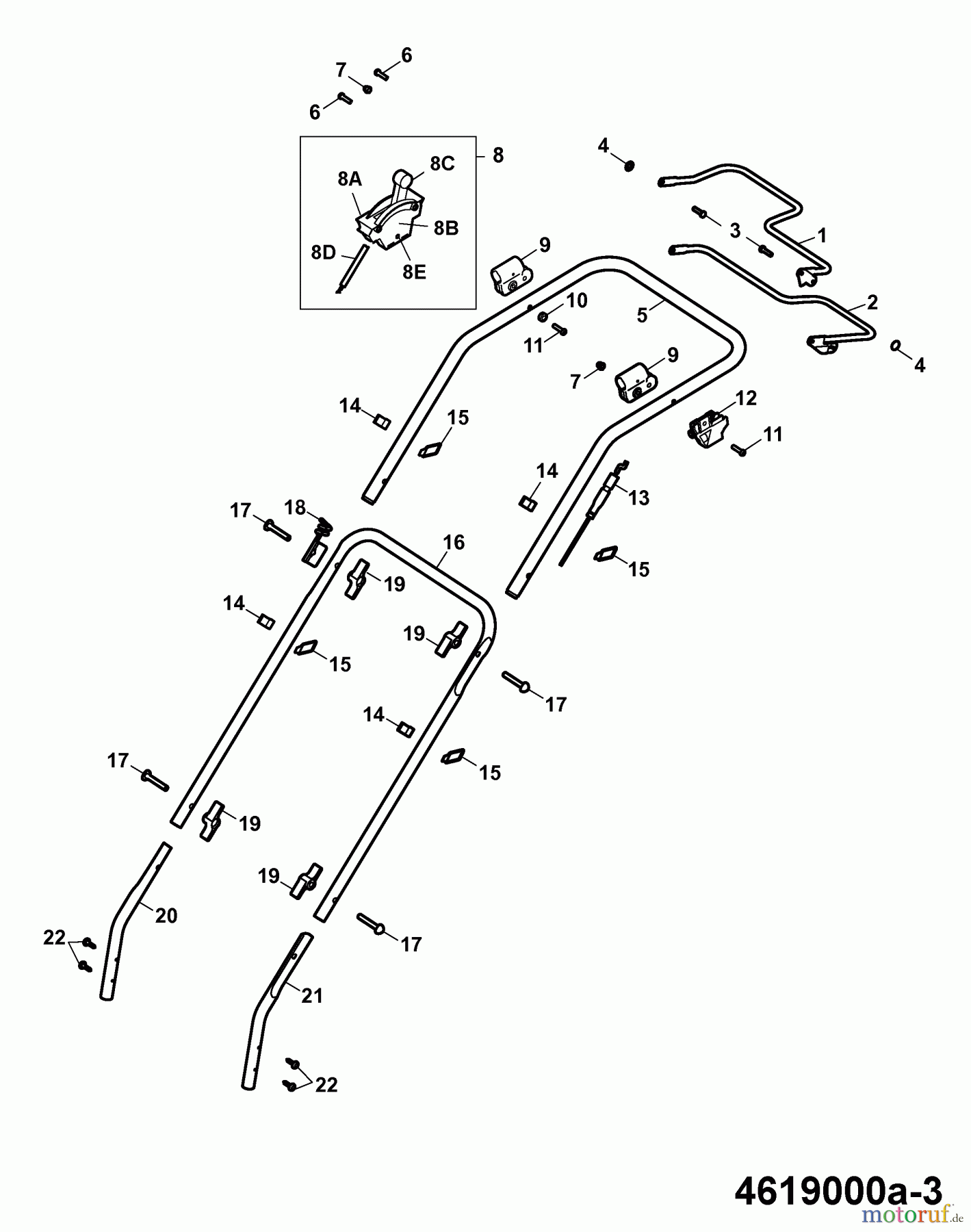  Wolf-Garten Petrol mower self propelled 6.46 BA 4619000 Series A  (2007) Handle