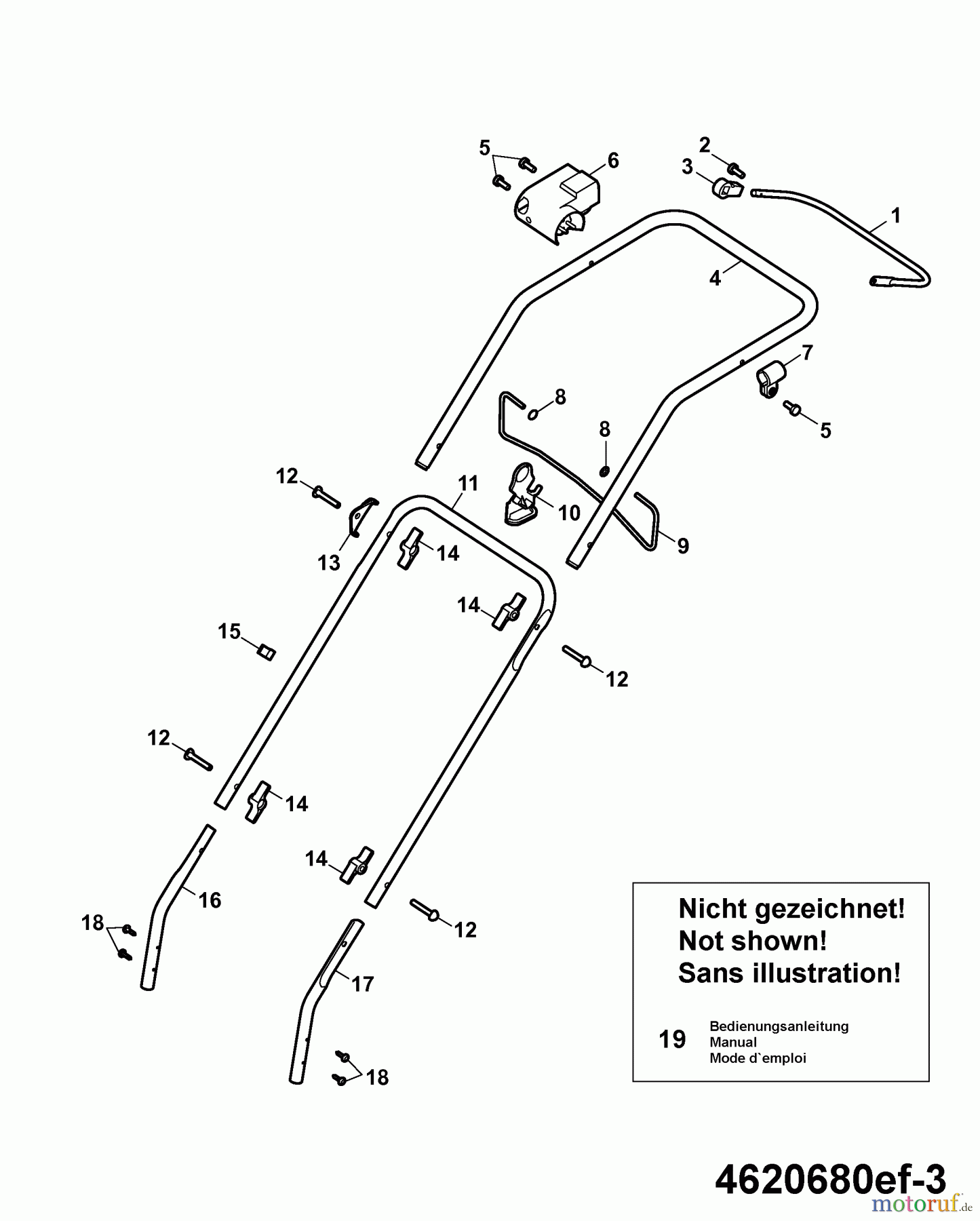  Wolf-Garten Electric mower Esprit 46 E 4620680 Series E, F  (2007) Handle