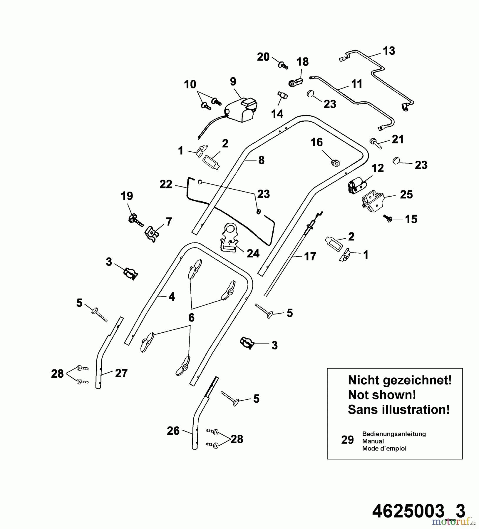  Wolf-Garten Electric mower self propelled Esprit 46 EA 4625003 Series A  (2005) Handle