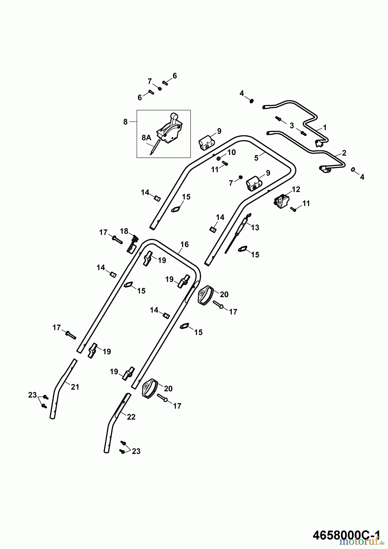  Wolf-Garten Petrol mower self propelled Power Edition 46 BA 4658000 Series C  (2009) Handle