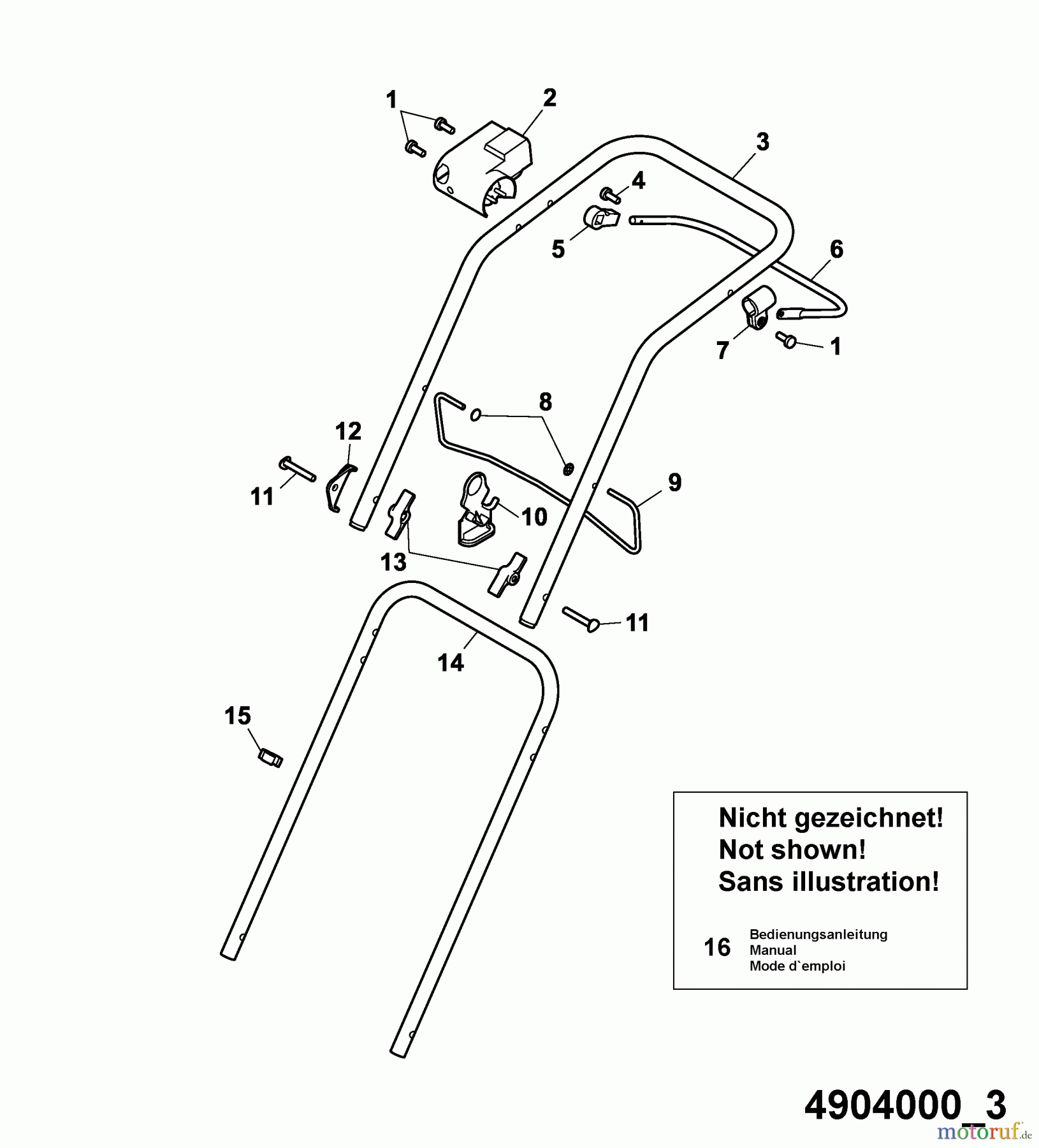  Wolf-Garten Electric mower Compact plus 34 E 4904000 Series A  (2005) Handle